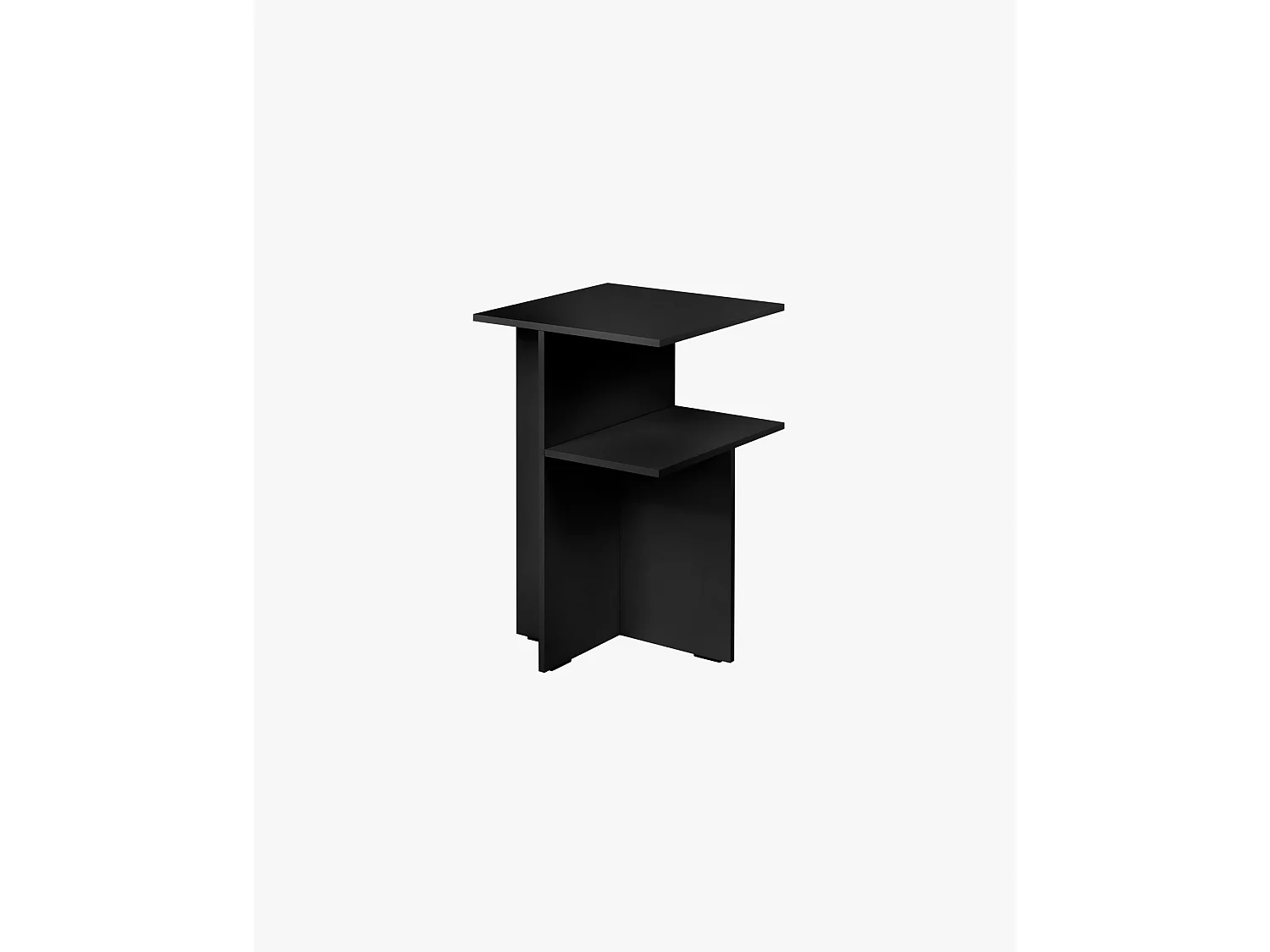 Atik - Comodino asimmetrico in melaminico nero, 36x36x56,5 cm