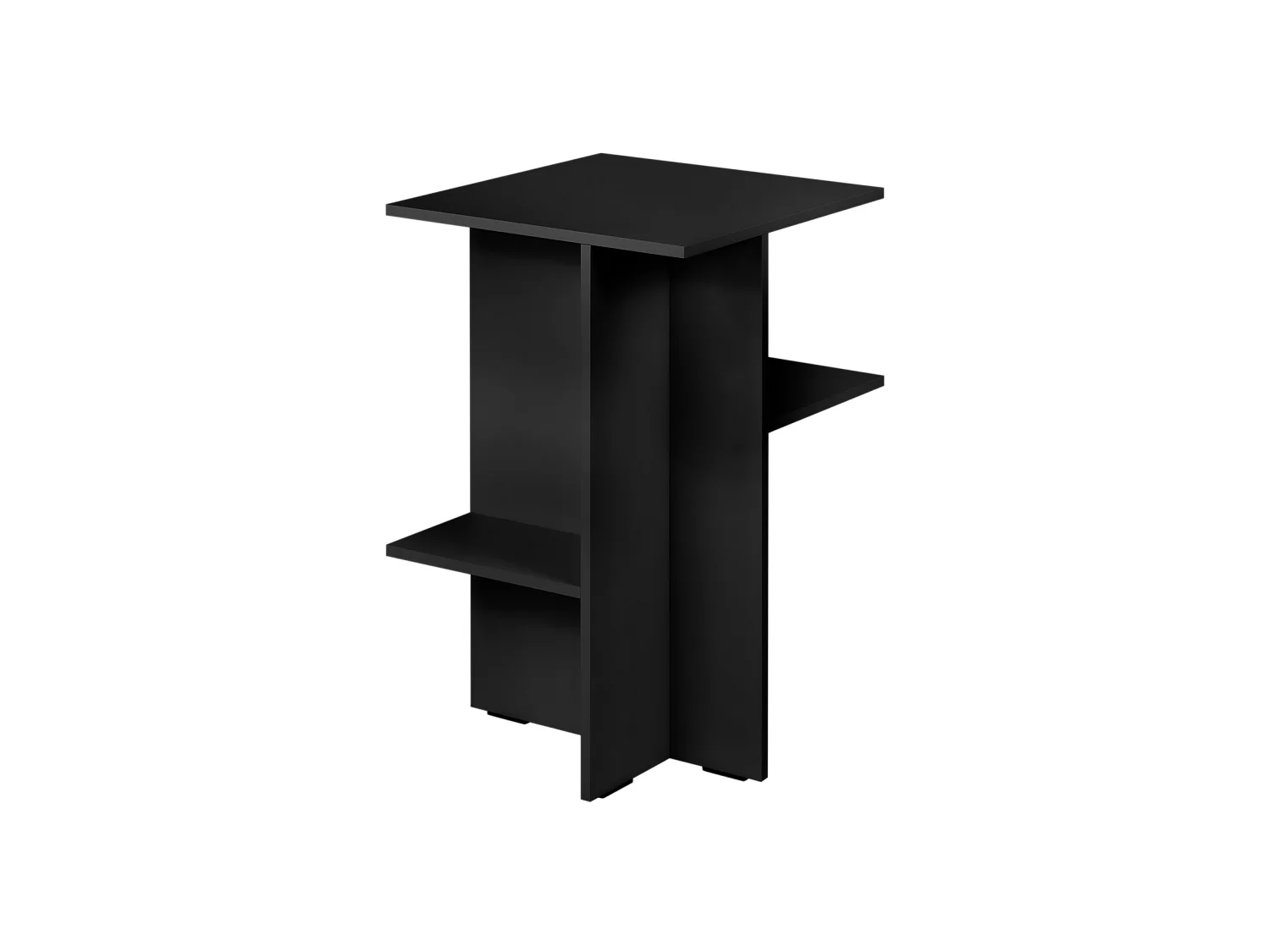 Atik - Comodino asimmetrico in melaminico nero, 36x36x56,5 cm