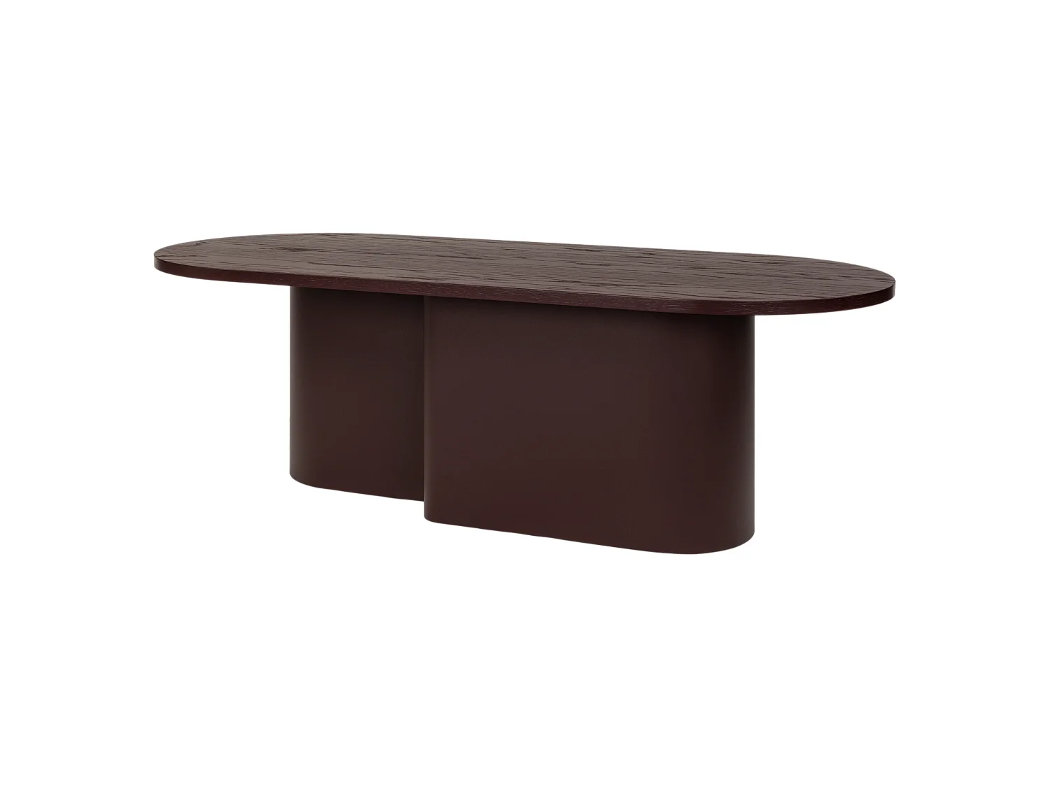 Looi ovale salontafel bordeaux eikenfineer staal 115x50 cm