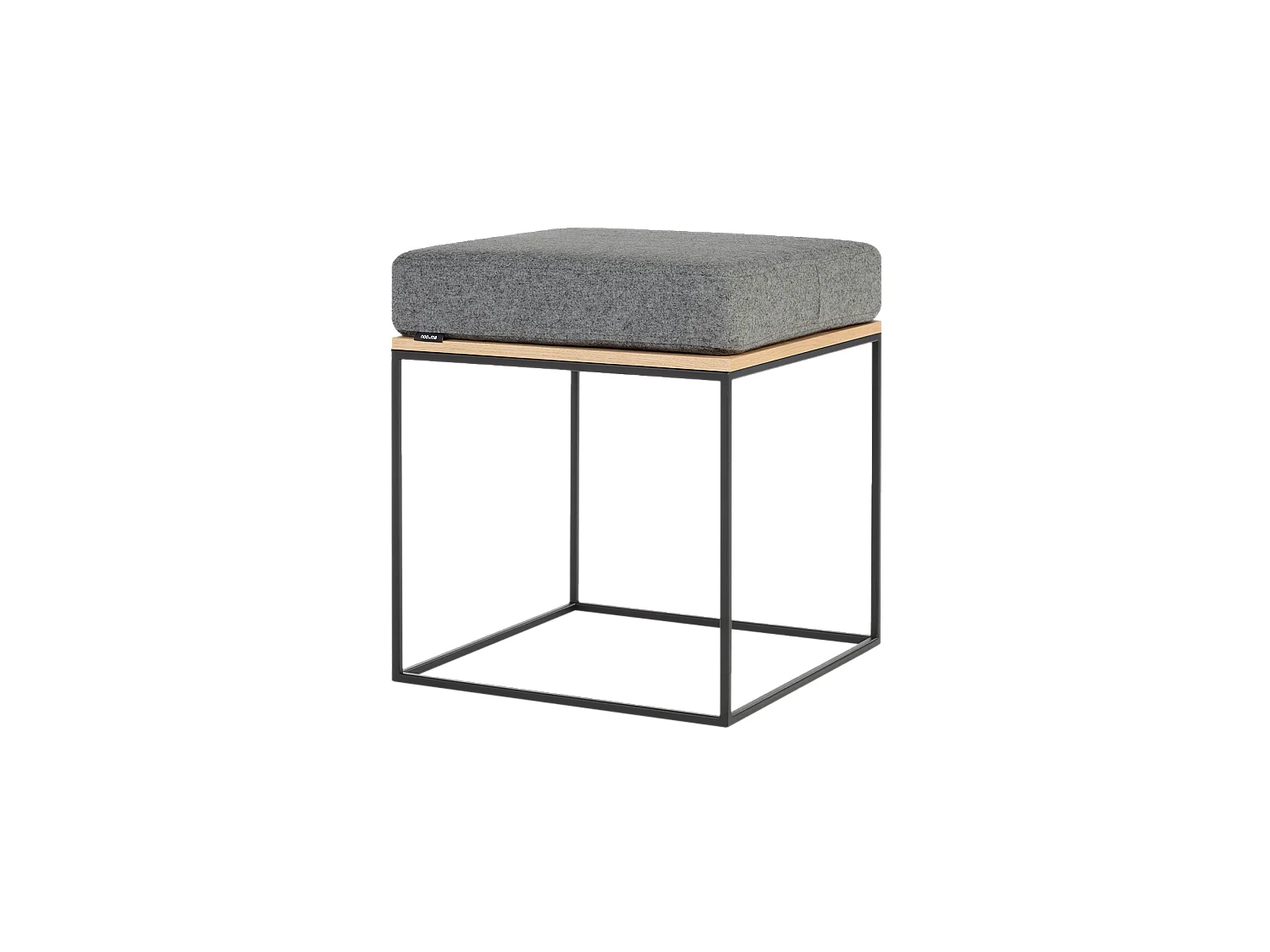 Pouf Feo - pouf carré minimaliste en chêne noir avec coussin en laine