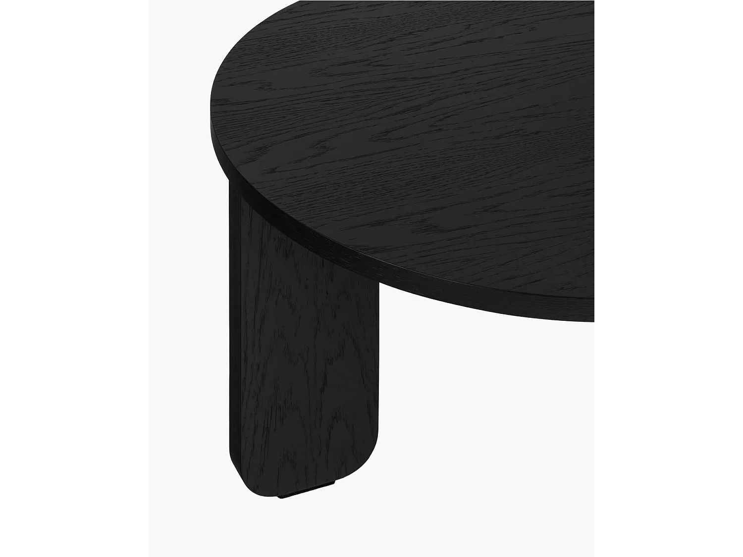 Table basse Kuvu petite - plateau rond en placage mat, pieds en bois arrondis
