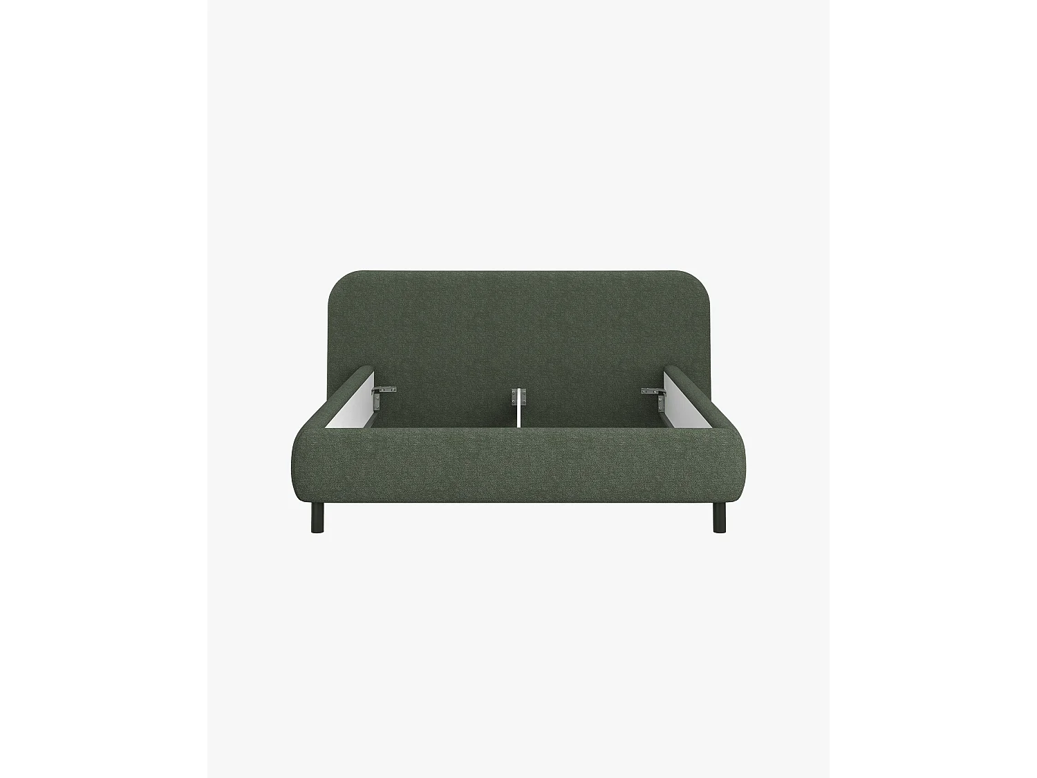 noo.ma tweepersoons bed bouclé thyme green - laag frame, optionele opbergruimte