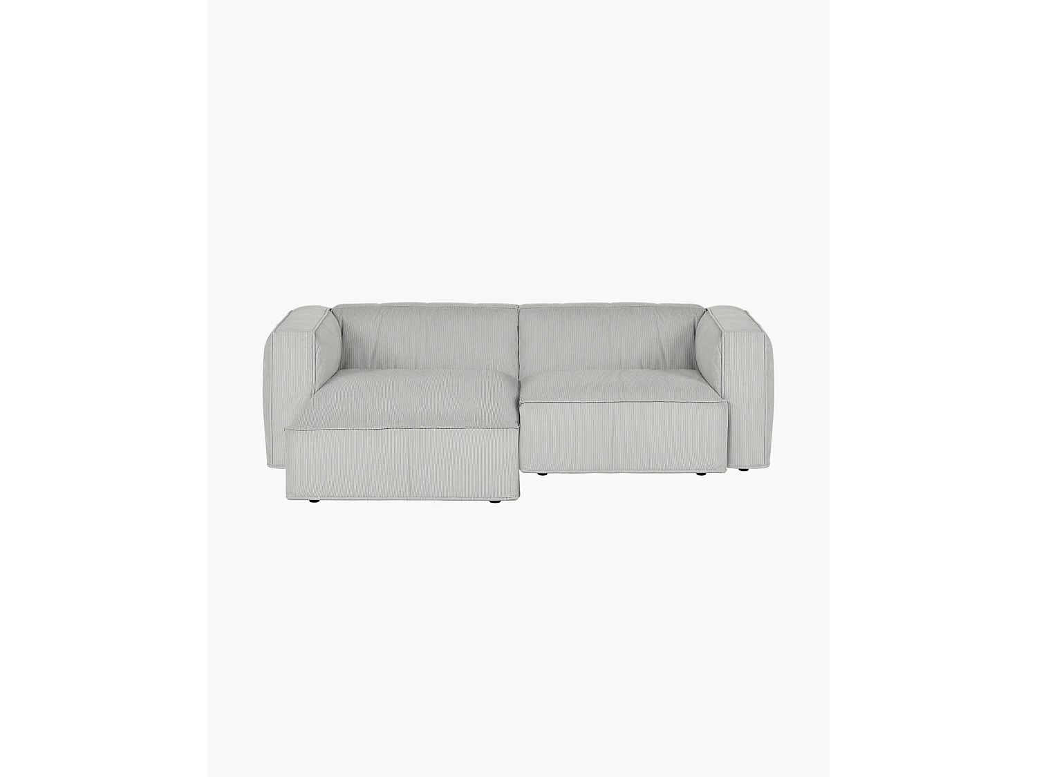 Canapé d'angle convertible 3 places noo.ma en velours côtelé gris clair - 243 x 120 cm