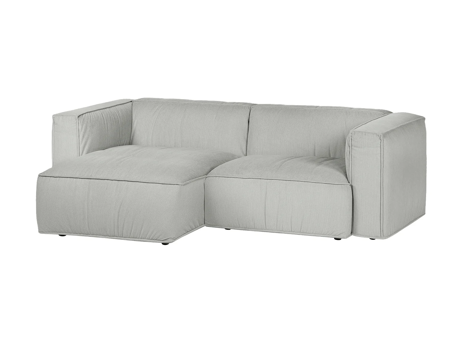 Canapé d'angle convertible 3 places noo.ma en velours côtelé gris clair - 243 x 120 cm