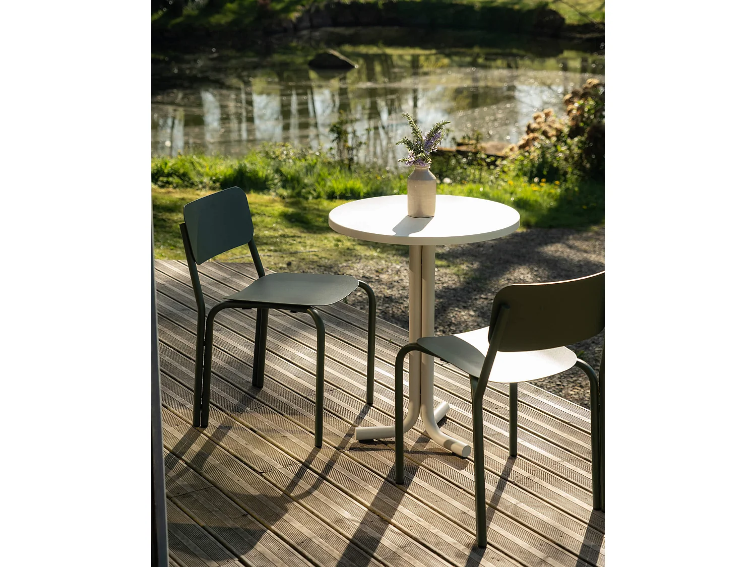 Table de bistrot Nokk - acier galvanisé 59 x 59 x 73 cm, usage intérieur et extérieur