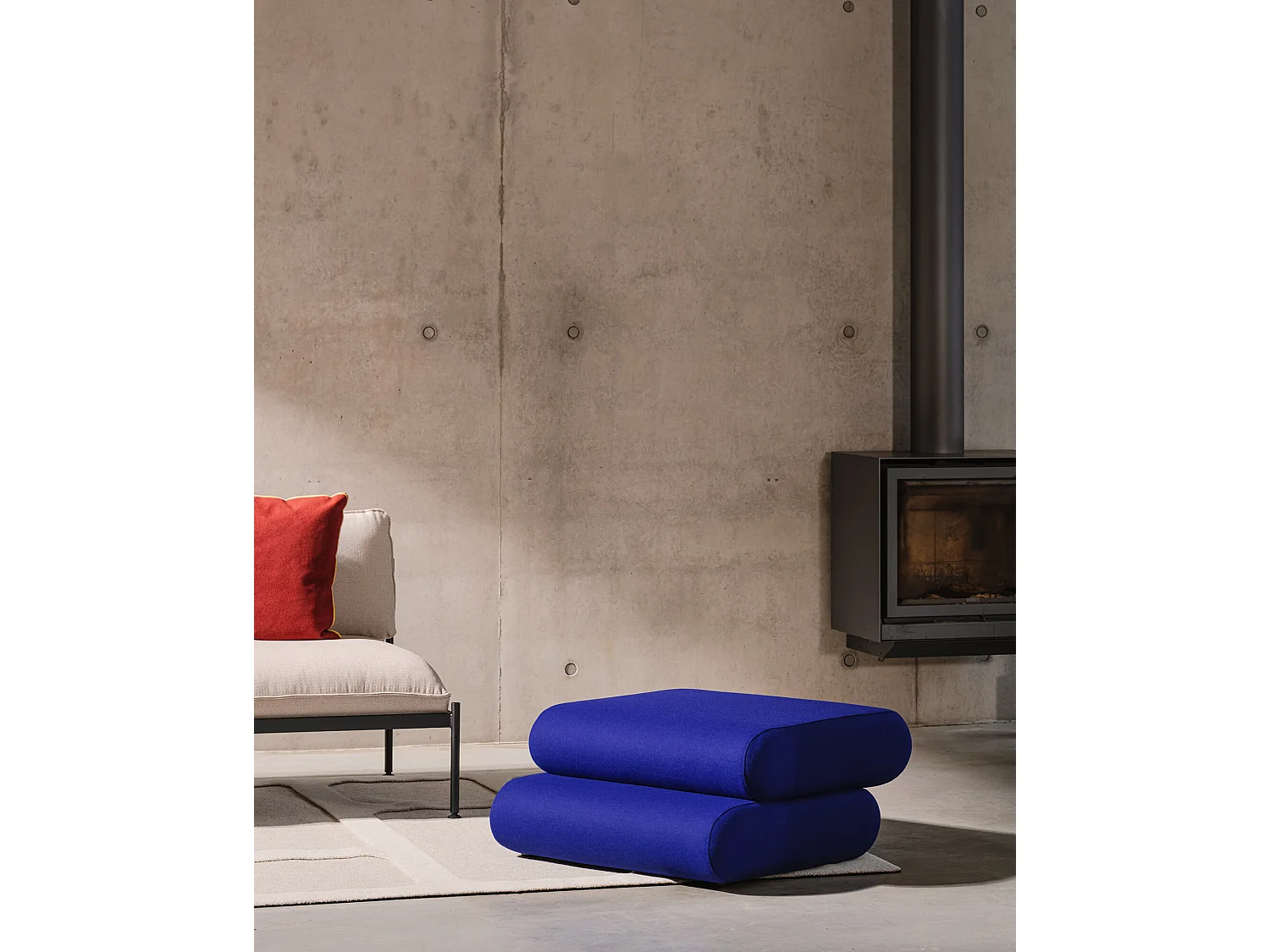 Pouf Taso - pouf rectangulaire moderne, tissu haute qualité