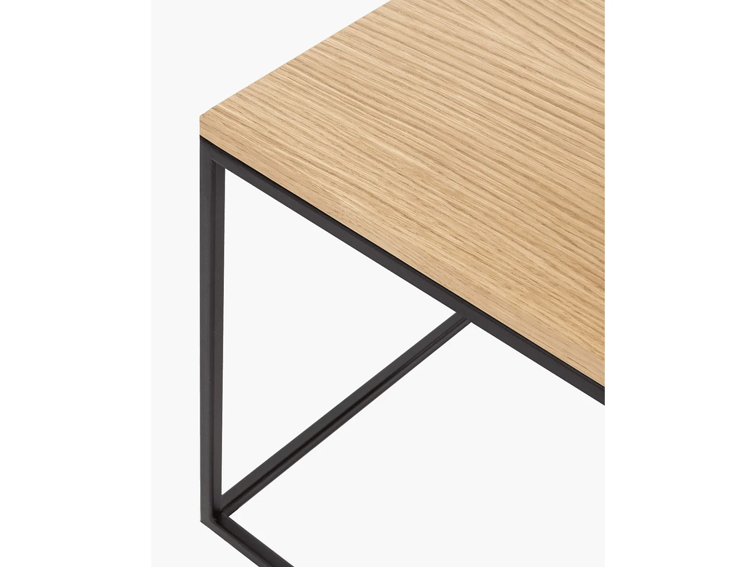 Table basse Kafibor - acier thermolaqué et plateau placage noyer, style moderne