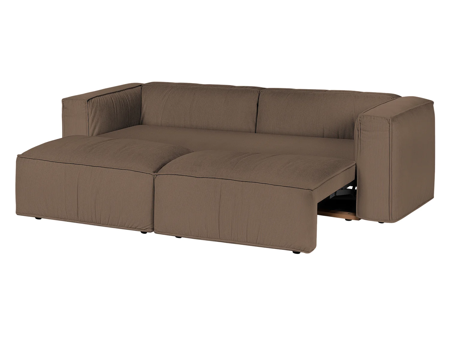 Canapé-lit 3 places Lobi par noo.ma - velours côtelé mocha, couchage 140x190 cm
