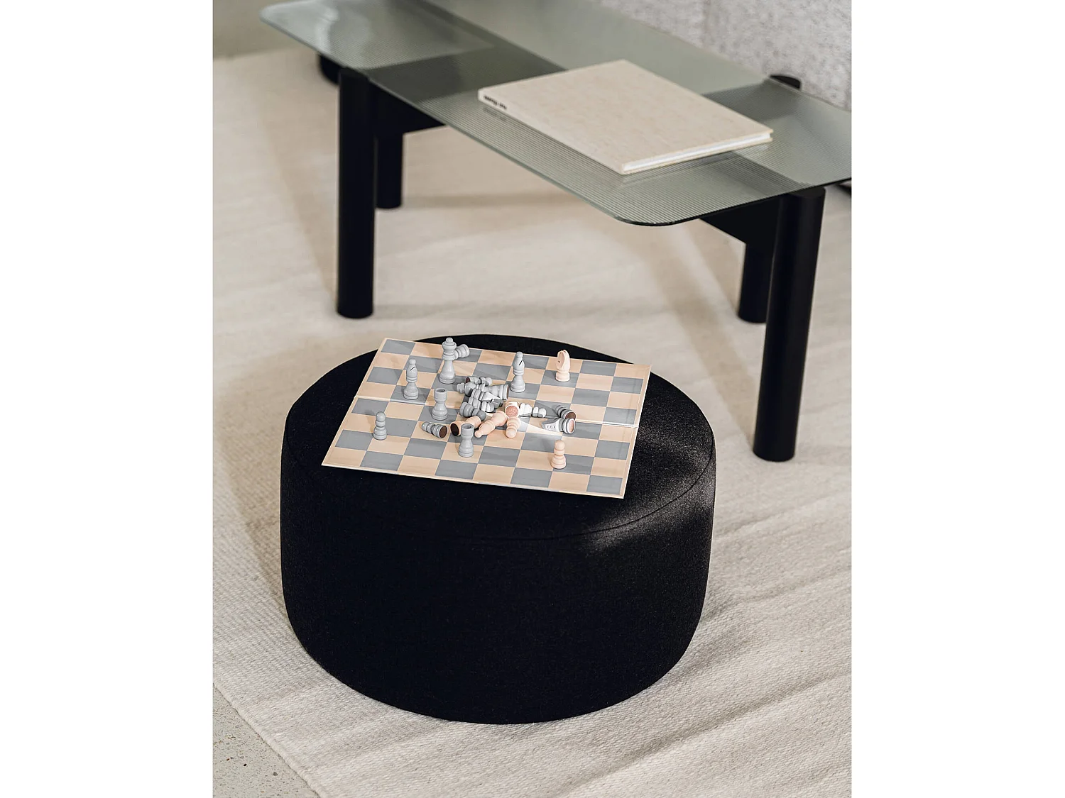 noo.ma Pouf Folk petit - carré 50x50x25 cm, minimaliste moderne