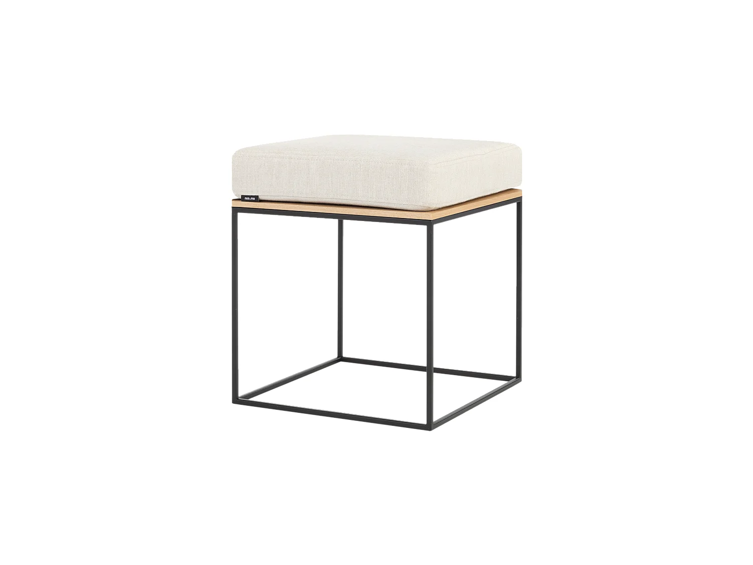 Pouf Feo - pouf carré minimaliste en chêne noir avec coussin en laine