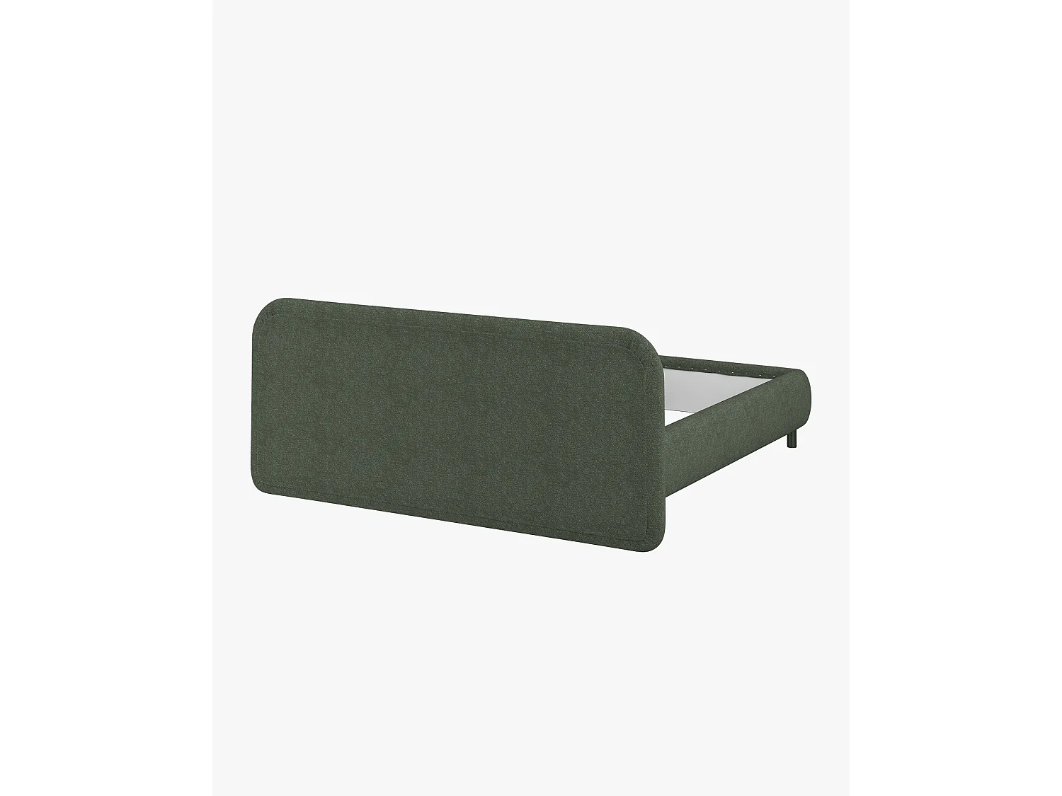 Lit adulte rembourré noo.ma Thyme Green, finition bouclé, avec coffre de rangement