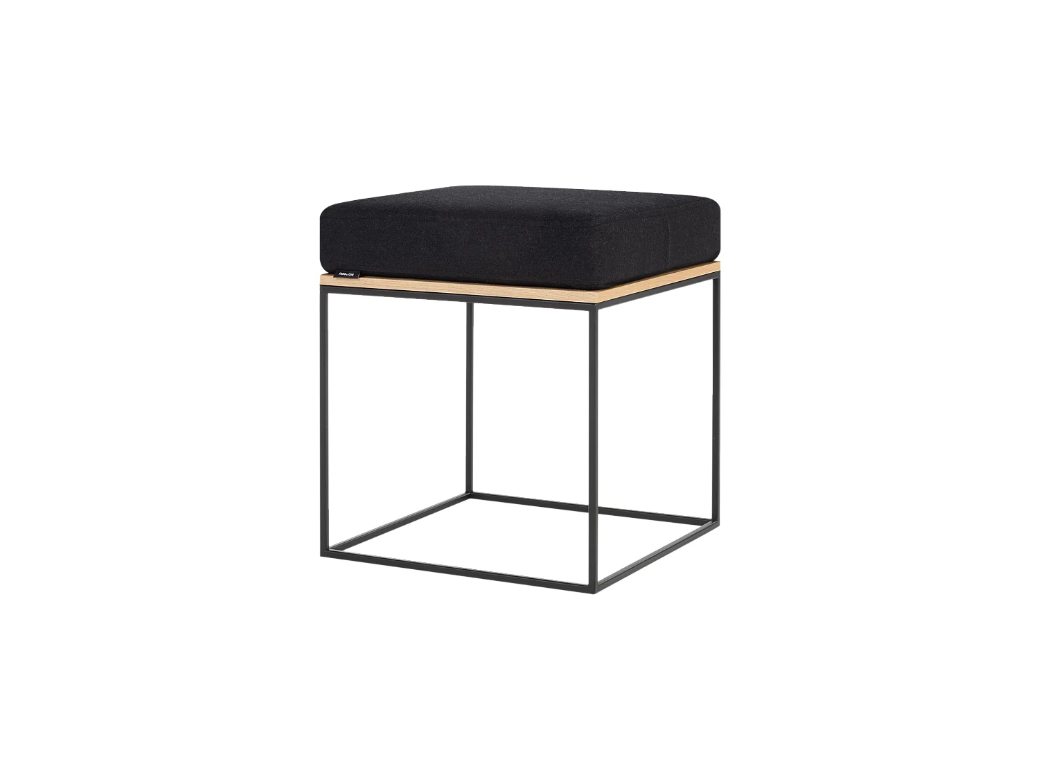 Pouf Feo - pouf carré minimaliste en chêne noir avec coussin en laine