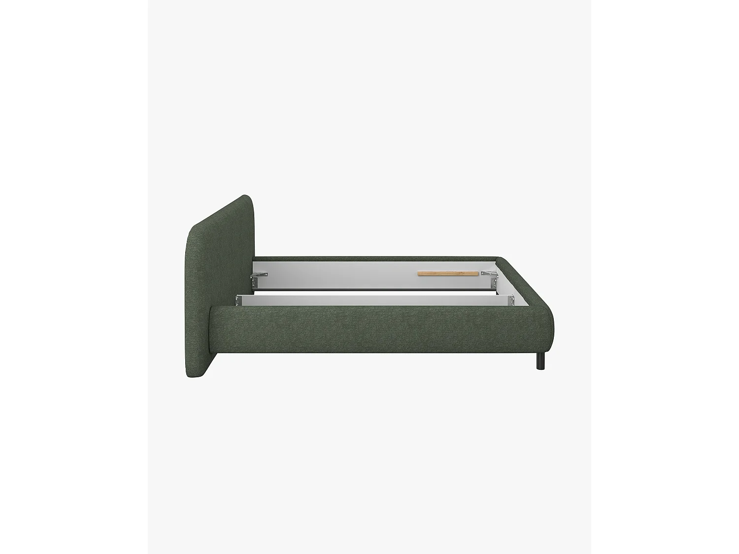 noo.ma tweepersoons bed bouclé thyme green - laag frame, optionele opbergruimte