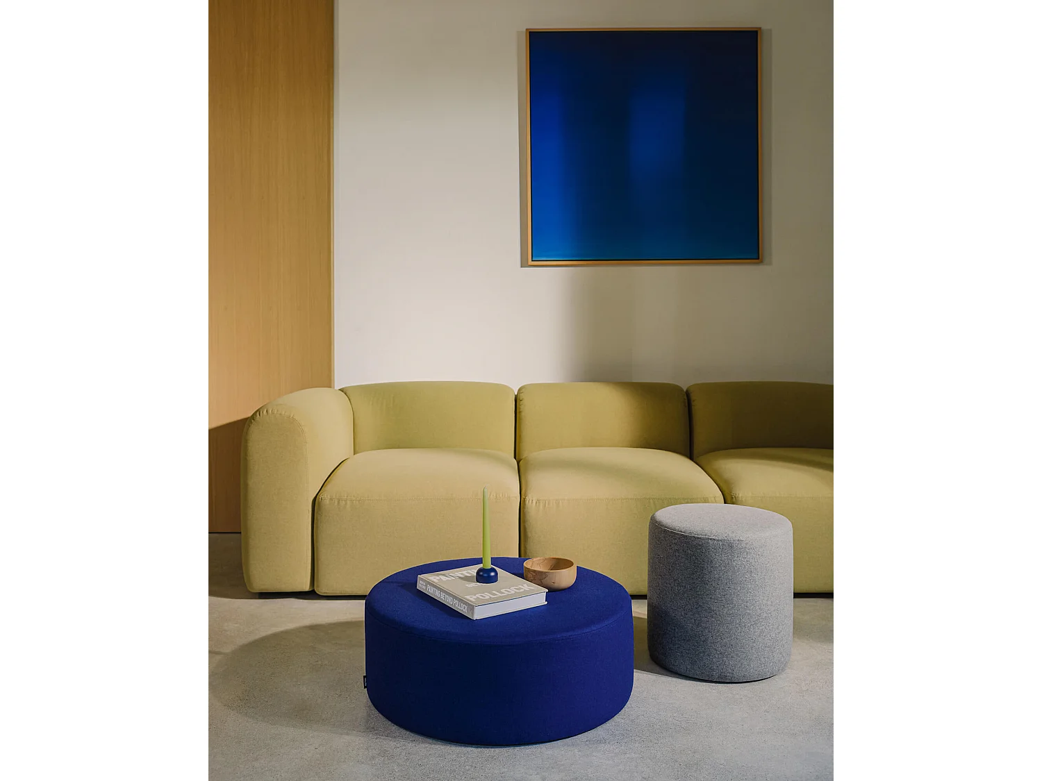 Pouf Folk grand - noo.ma, pouf carré minimaliste en tissu haute qualité 70x70x25 cm