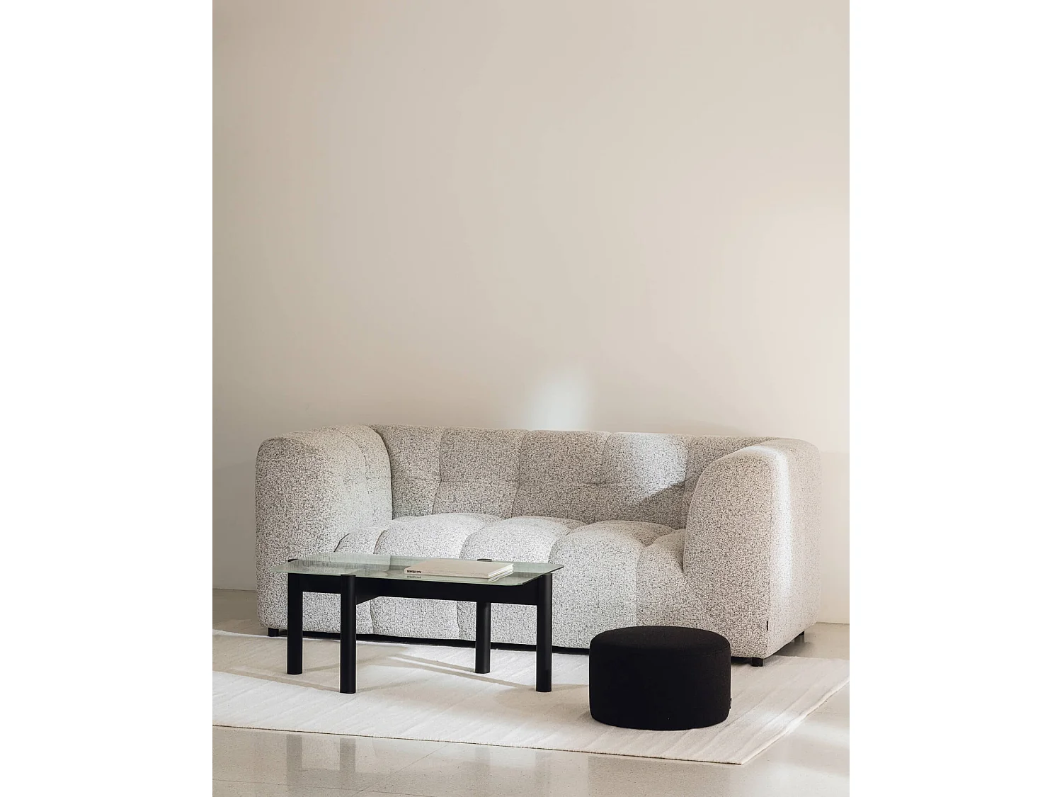 Table basse Kob noo.ma - plateau verre texturé et pieds bois massif