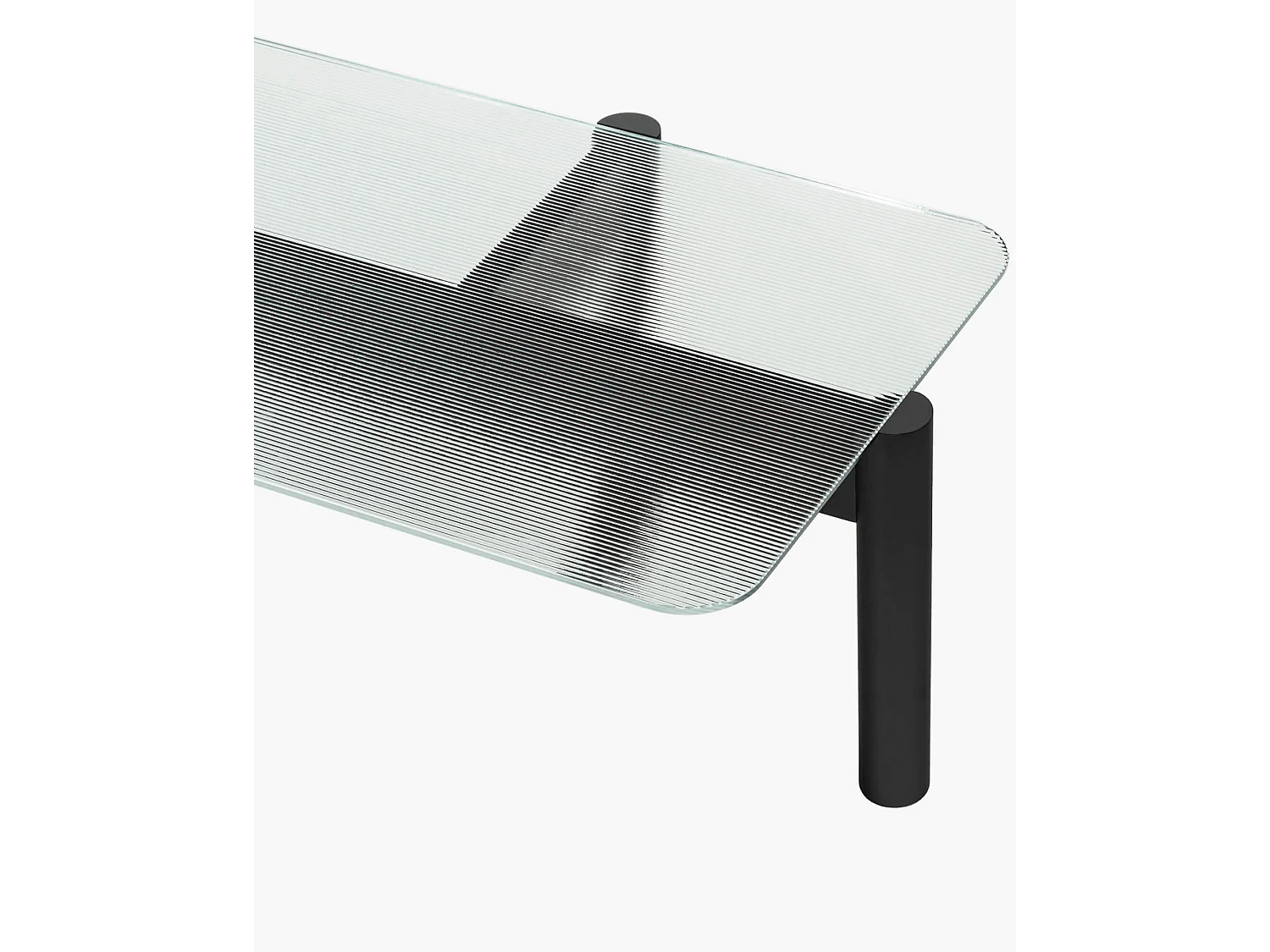 Table basse Kob noo.ma - plateau verre texturé et pieds bois massif
