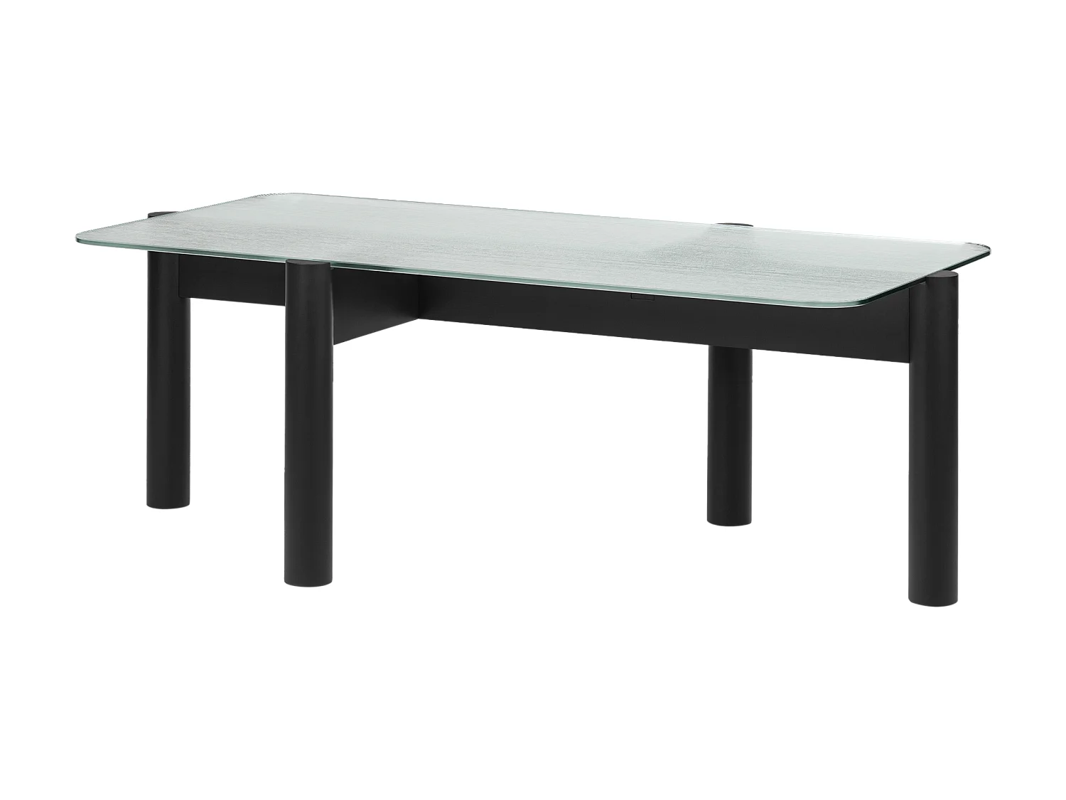 Table basse Kob noo.ma - plateau verre texturé et pieds bois massif