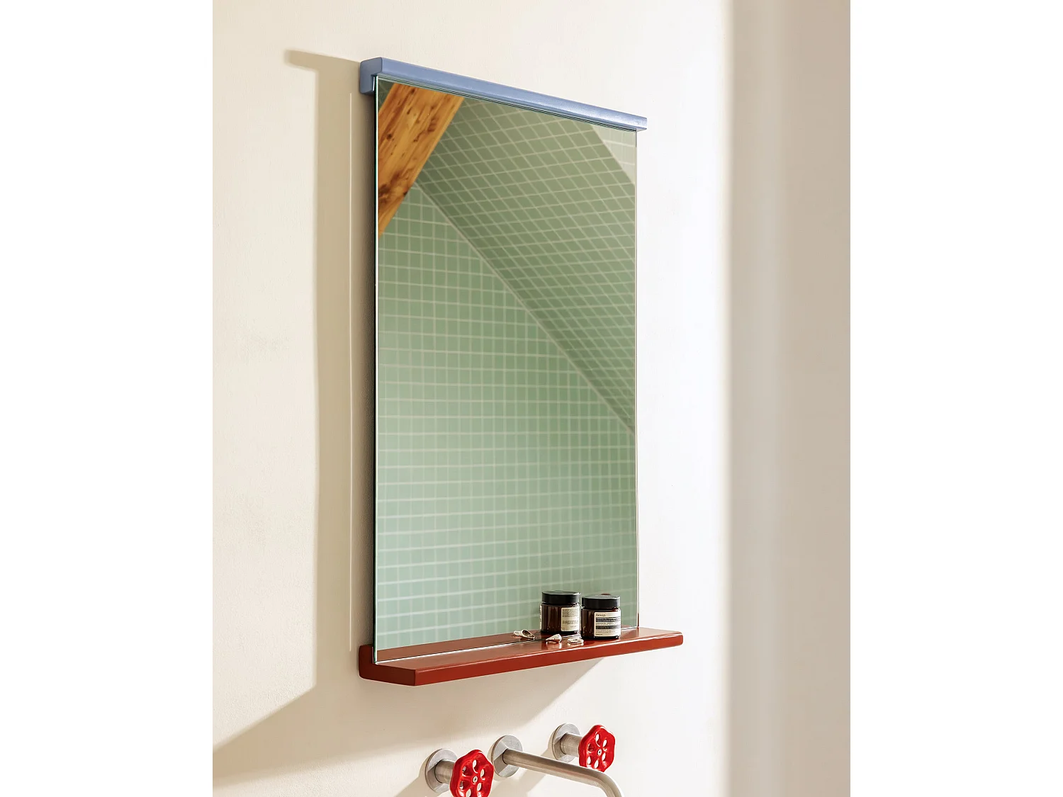 noo.ma spiegel 75 x 50 cm - houten kader, tweekleurig minimalistisch ontwerp