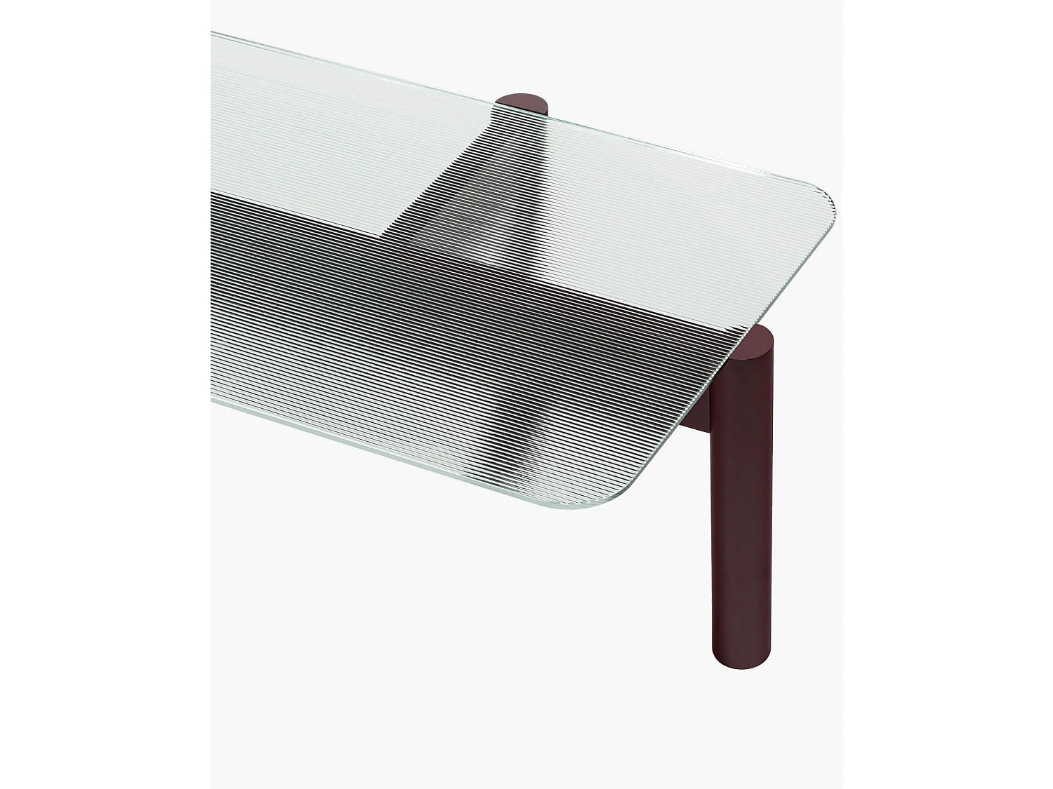 Kob Salontafel - textuurglas blad, massief houten poten, 105x55x40,5 cm