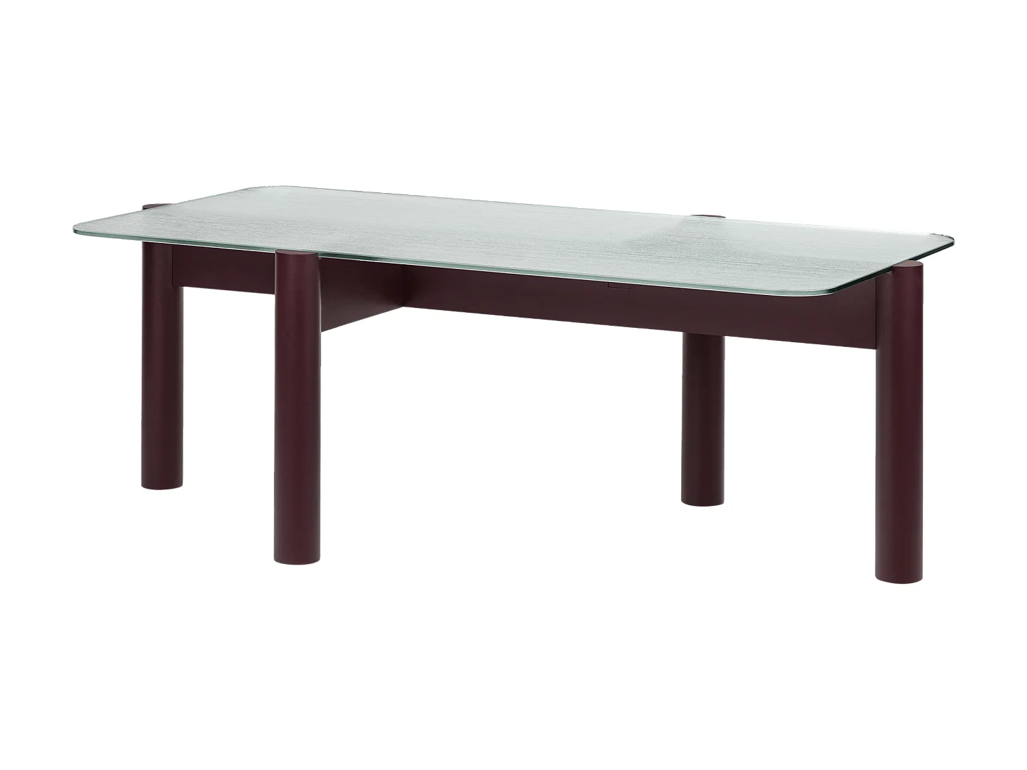 Kob Salontafel - textuurglas blad, massief houten poten, 105x55x40,5 cm