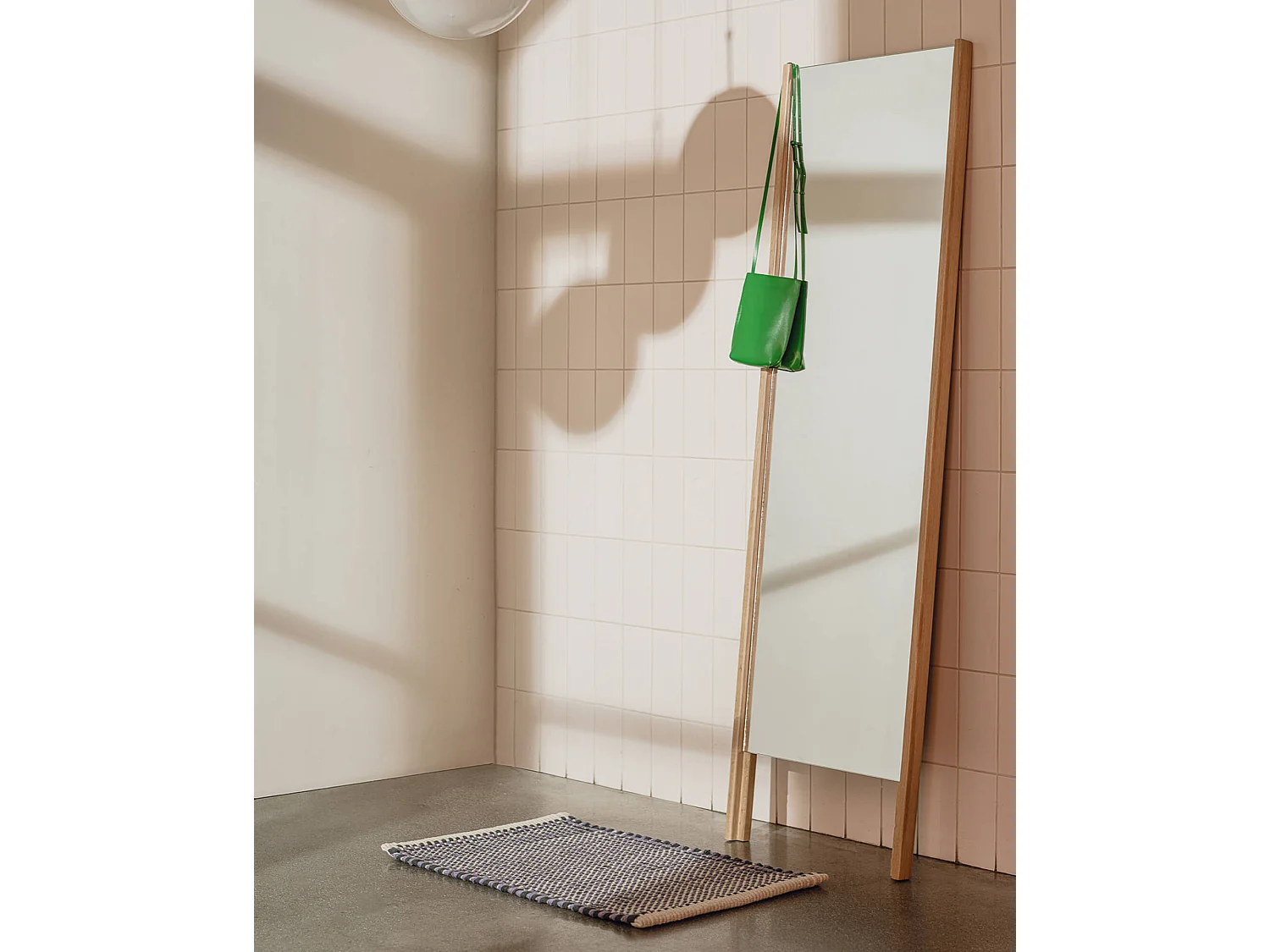 Miroir mural Lun - cadre bicolore ou chêne, 166 x 49 x 4 cm