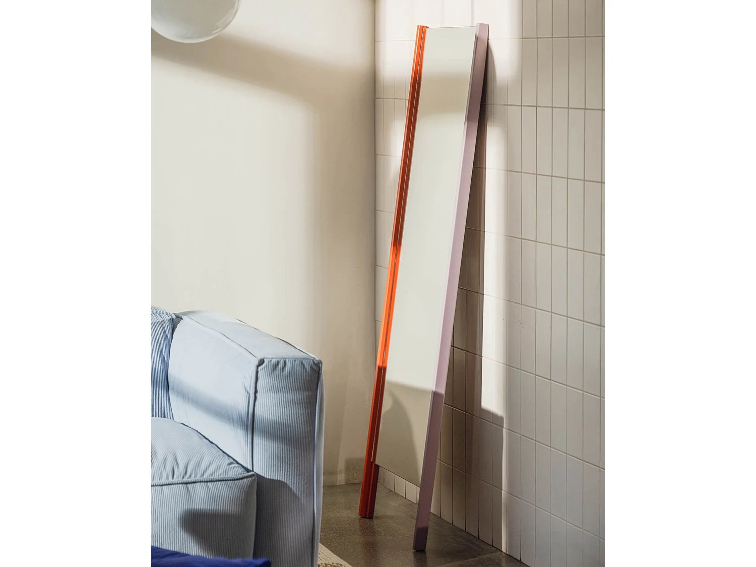 Miroir mural Lun - cadre bicolore ou chêne, 166 x 49 x 4 cm