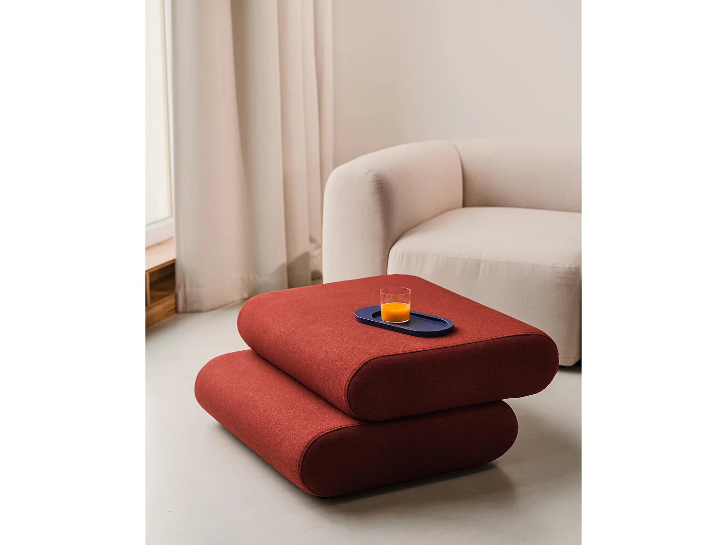 Pouf Taso - pouf rectangulaire moderne, tissu haute qualité