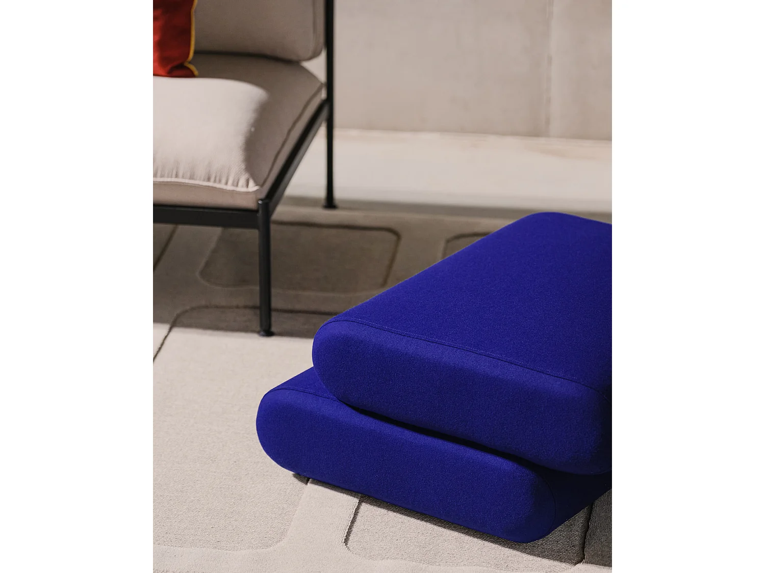 Pouf Taso - pouf rectangulaire moderne, tissu haute qualité