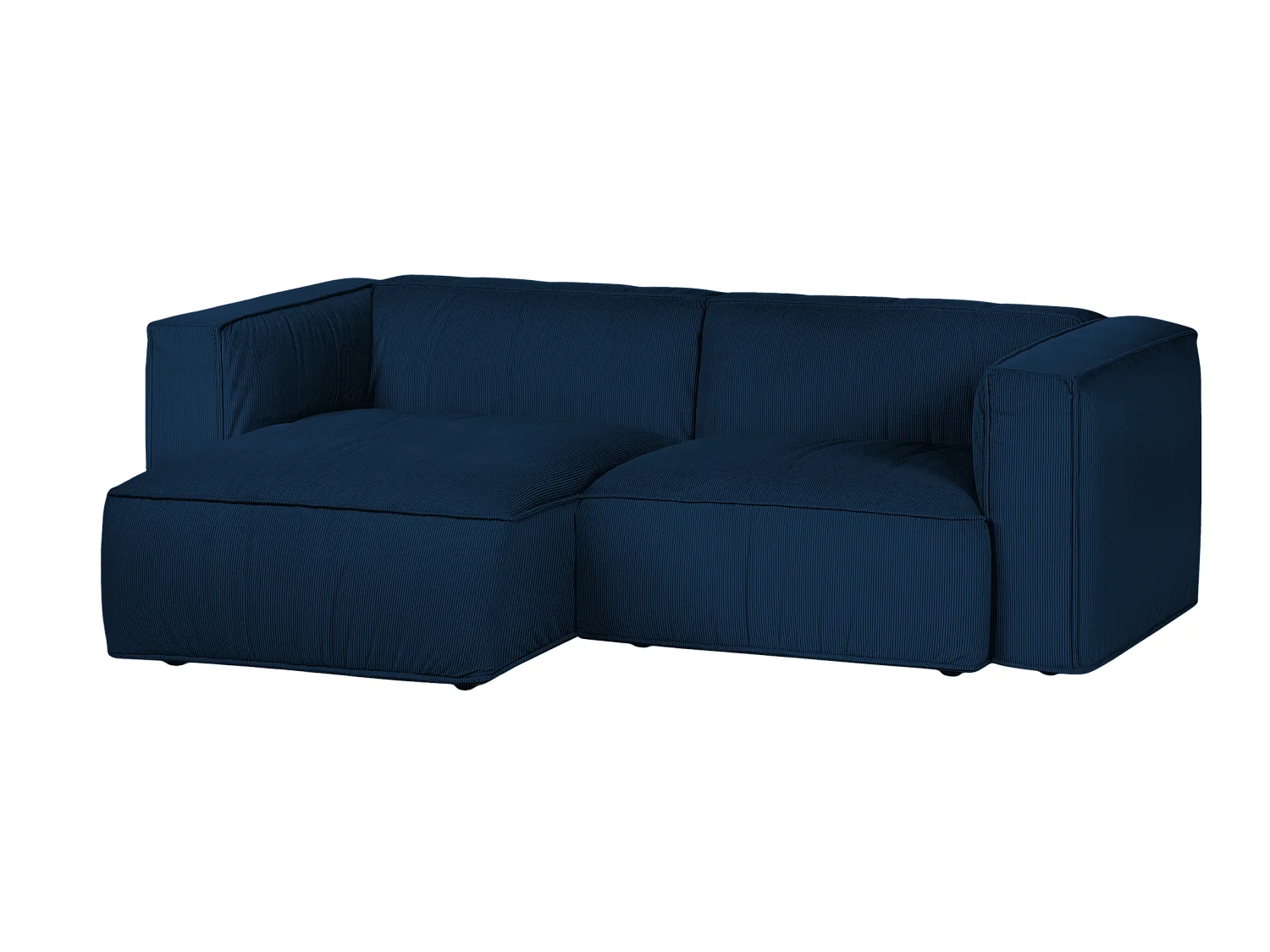 Canapé d’angle convertible 3 places noo.ma velours côtelé Storm Blue 243 cm
