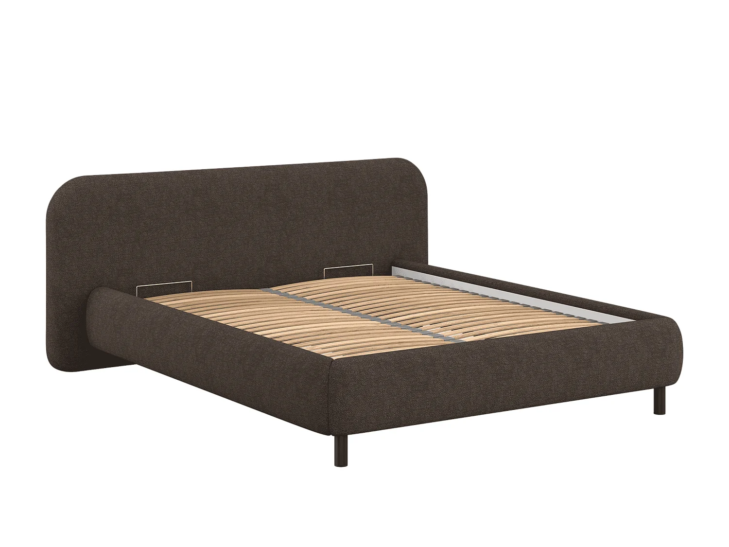 Mumo gestoffeerd bed - Bouclé, chocolate brown, optionele opbergruimte