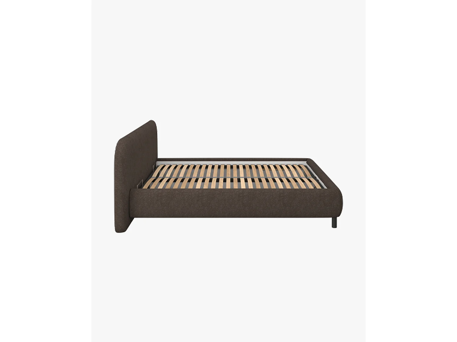 Mumo gestoffeerd bed - Bouclé, chocolate brown, optionele opbergruimte