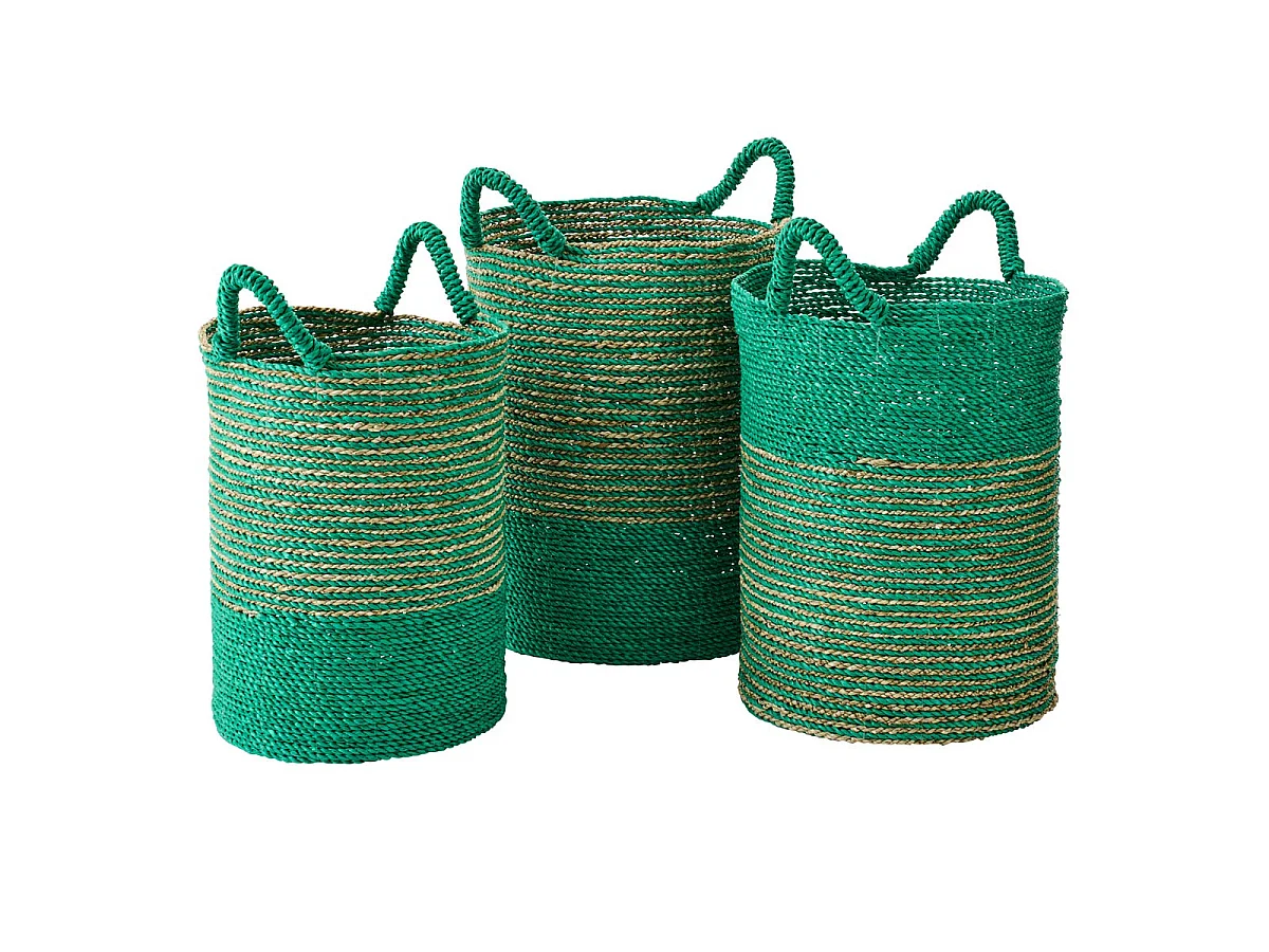 Lot de 3 Paniers de Rangement "Van" 57cm Vert Foncé