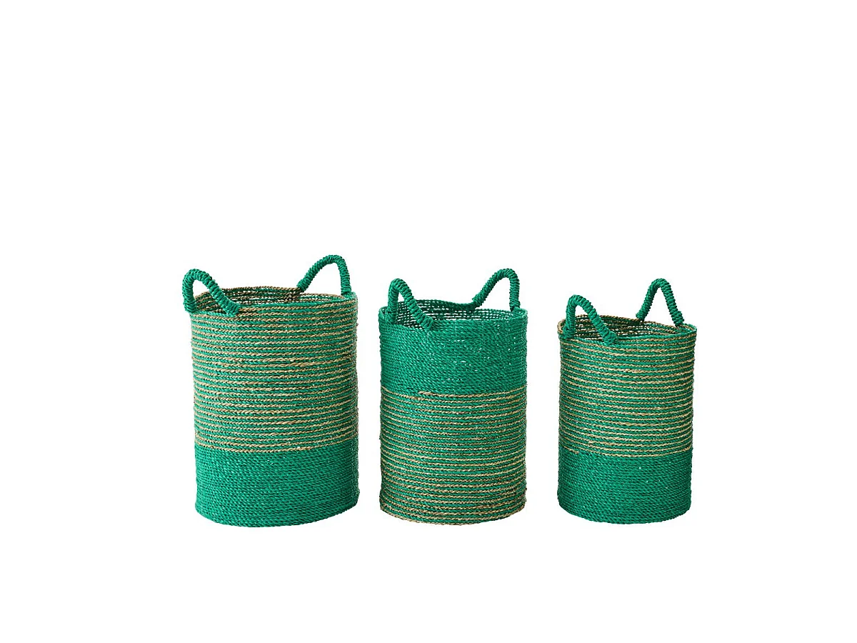 Lot de 3 Paniers de Rangement "Van" 57cm Vert Foncé