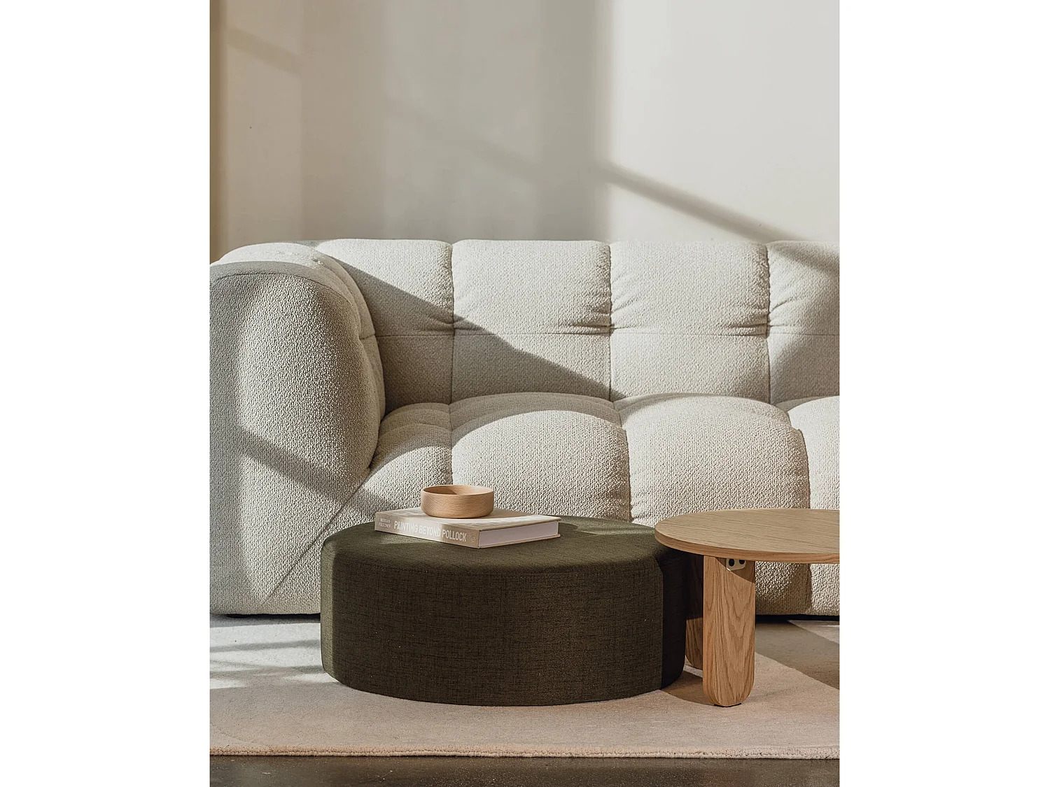noo.ma Pouf Folk petit - carré 50x50x25 cm, minimaliste moderne