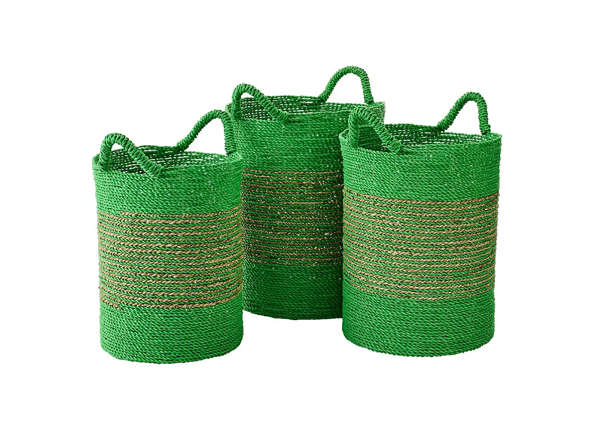 Lot de 3 Paniers de Rangement "Van" 57cm Vert
