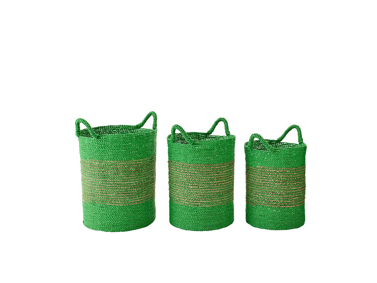 Lot de 3 Paniers de Rangement "Van" 57cm Vert