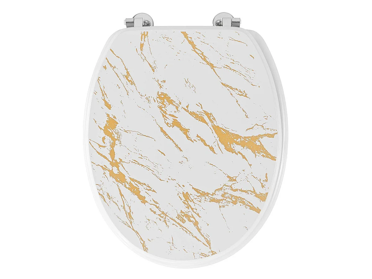 Abattant WC Imprimé "Aquamarbre" 47cm Blanc & Or
