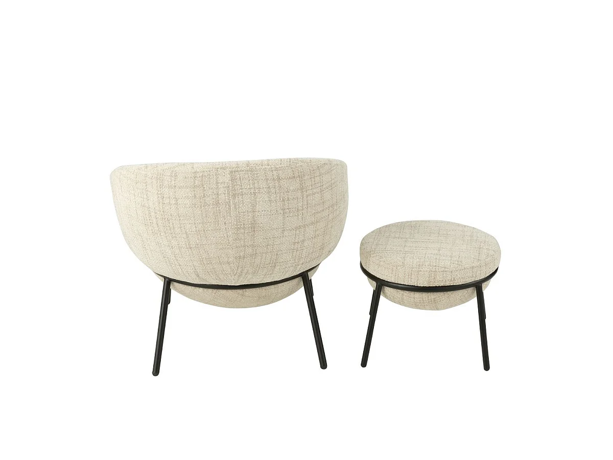 Fauteuil Design & Repose-Pieds "Elwood" 75cm Beige