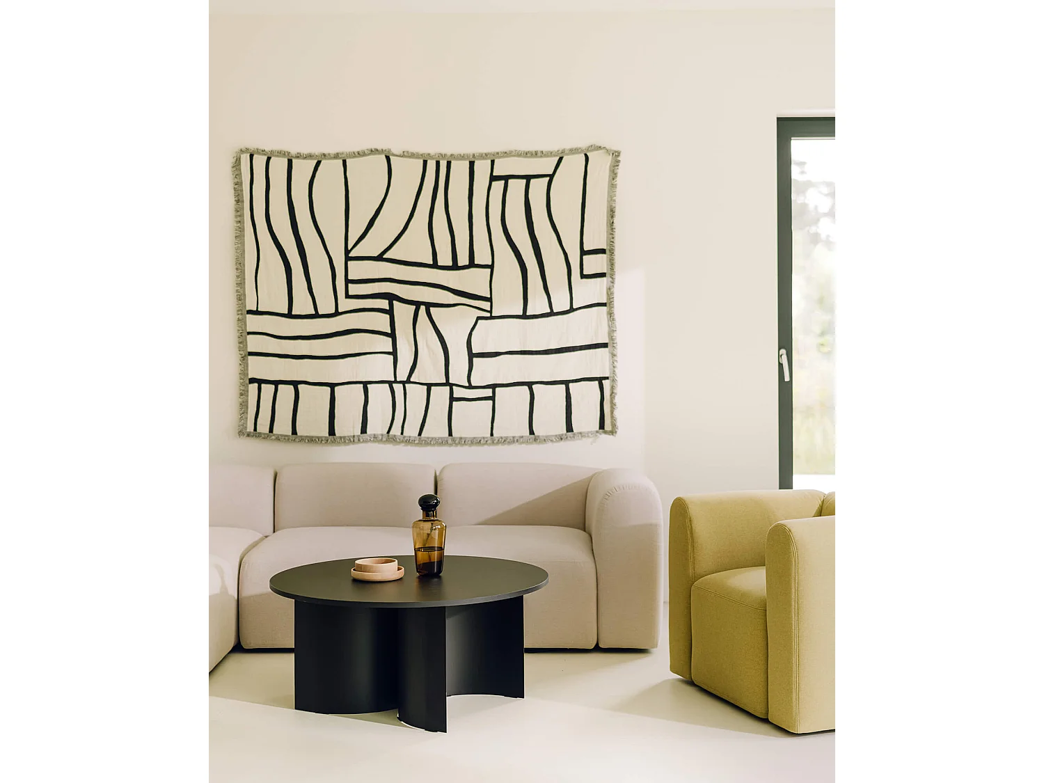 noo.ma salontafel Oak - modern eiken fineer, onregelmatige basis, 95x95x44 cm