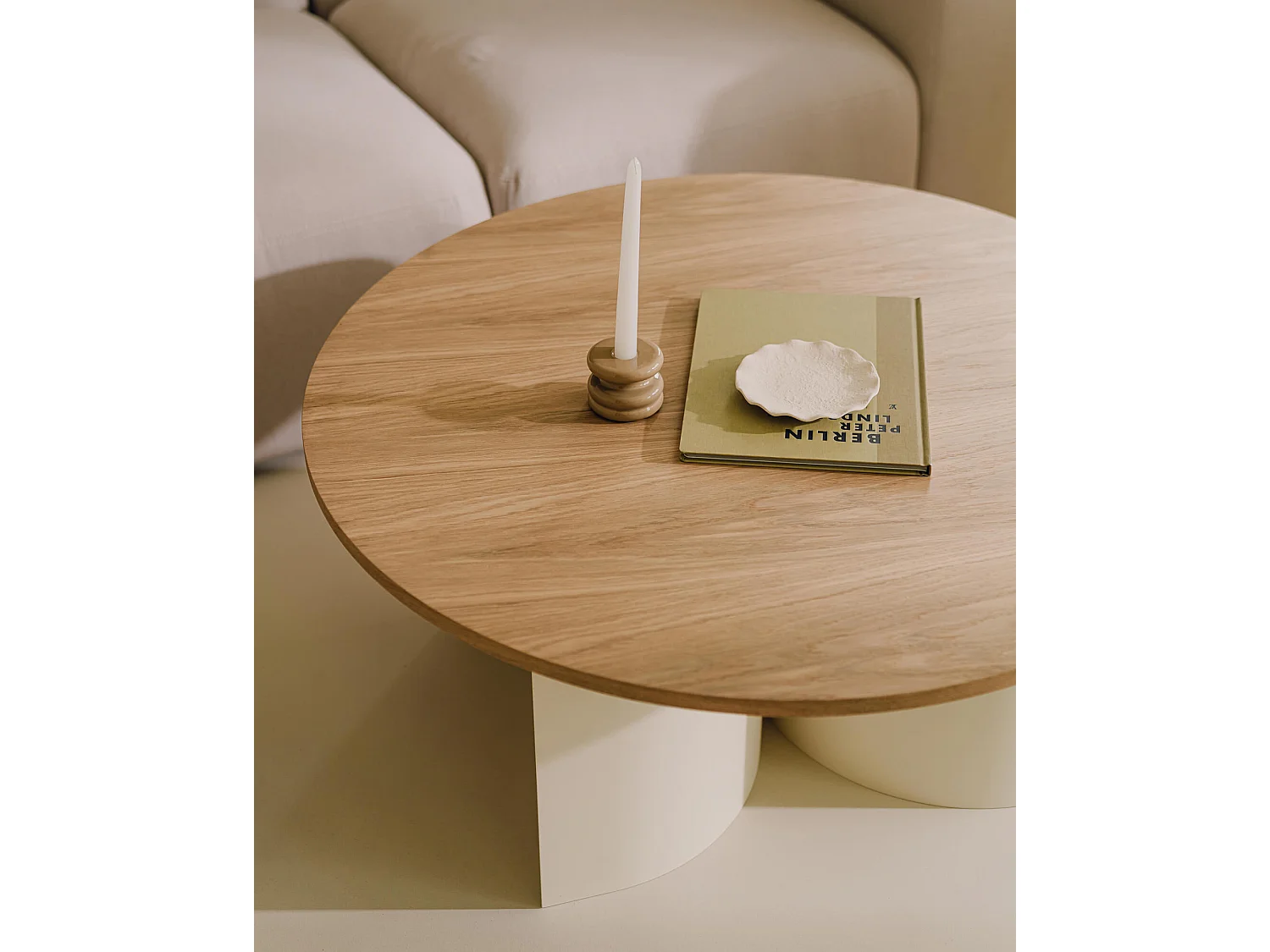 noo.ma salontafel Oak - modern eiken fineer, onregelmatige basis, 95x95x44 cm