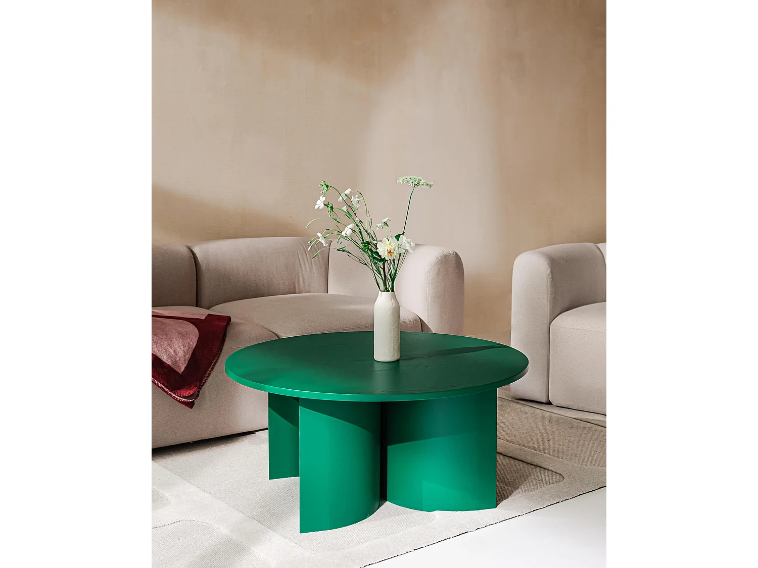 noo.ma salontafel Oak - modern eiken fineer, onregelmatige basis, 95x95x44 cm