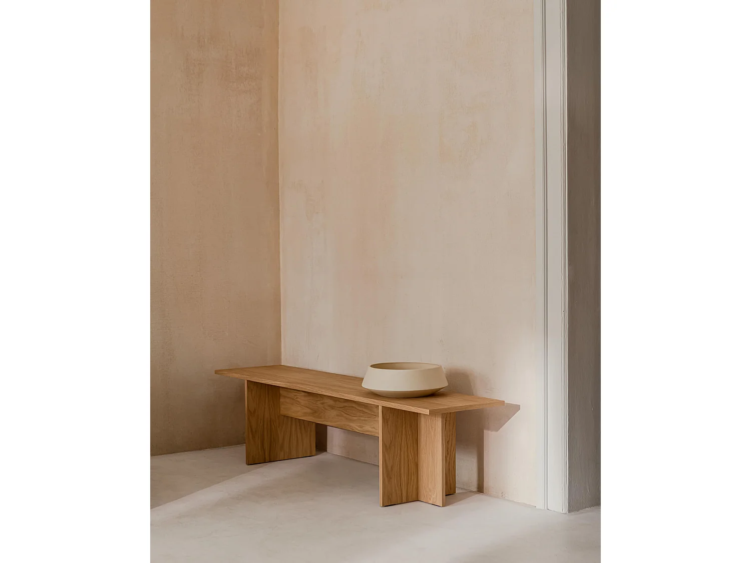 Banc Hett en placage de chêne, 170 cm - style minimaliste