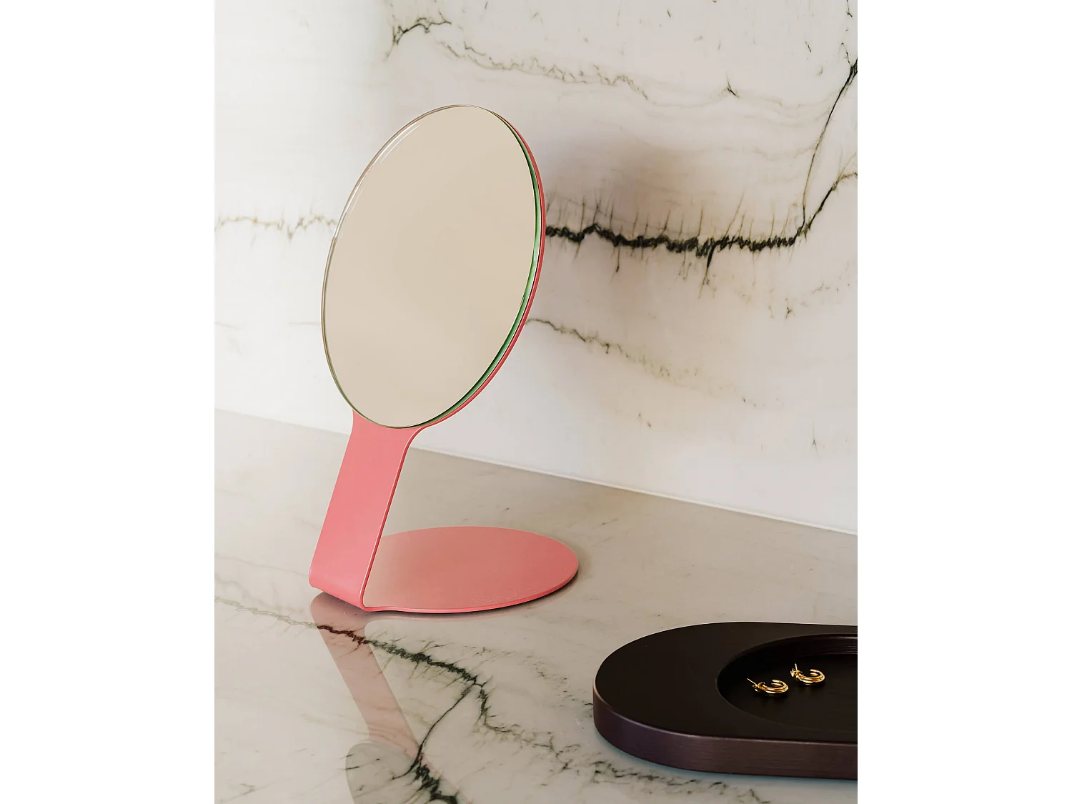 Miroir de table Feys - miroir de poche moderne en métal mat