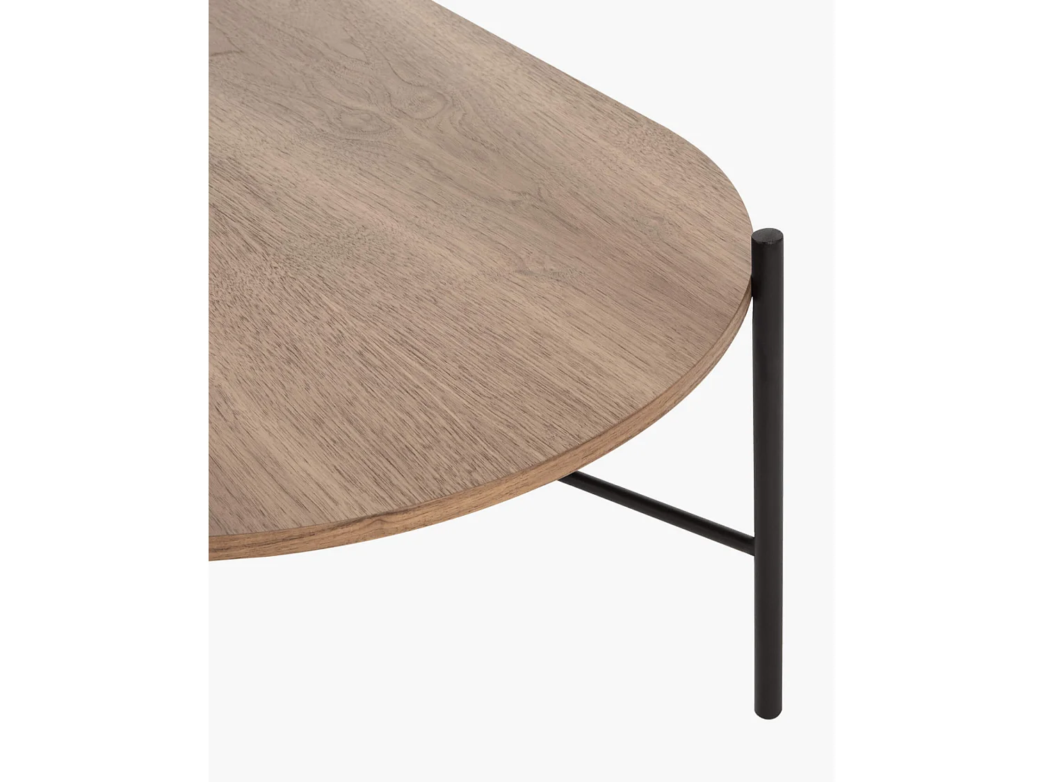 Toglan Couchtisch - ovaler Sofatisch, pulverbeschichteter Stahl, Furnier, 115 x 50 x 32 cm