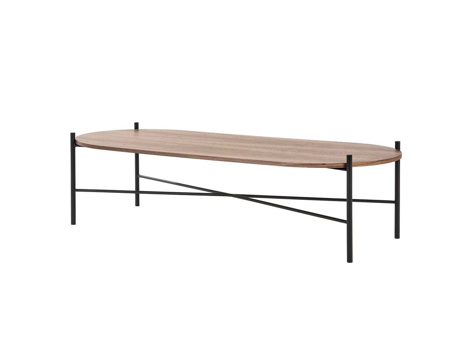 Toglan Couchtisch - ovaler Sofatisch, pulverbeschichteter Stahl, Furnier, 115 x 50 x 32 cm