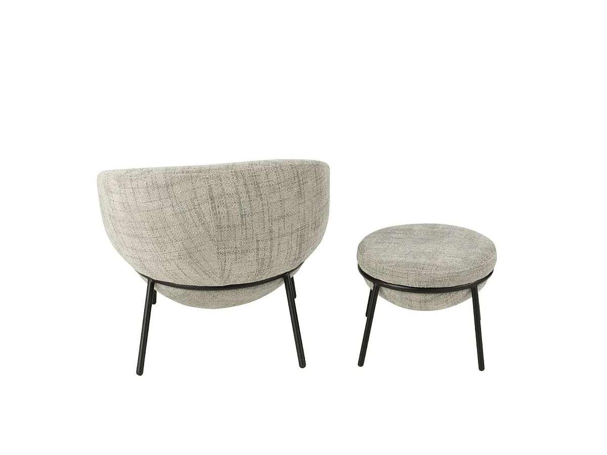 Fauteuil Design & Repose-Pieds "Elwood" 75cm Gris