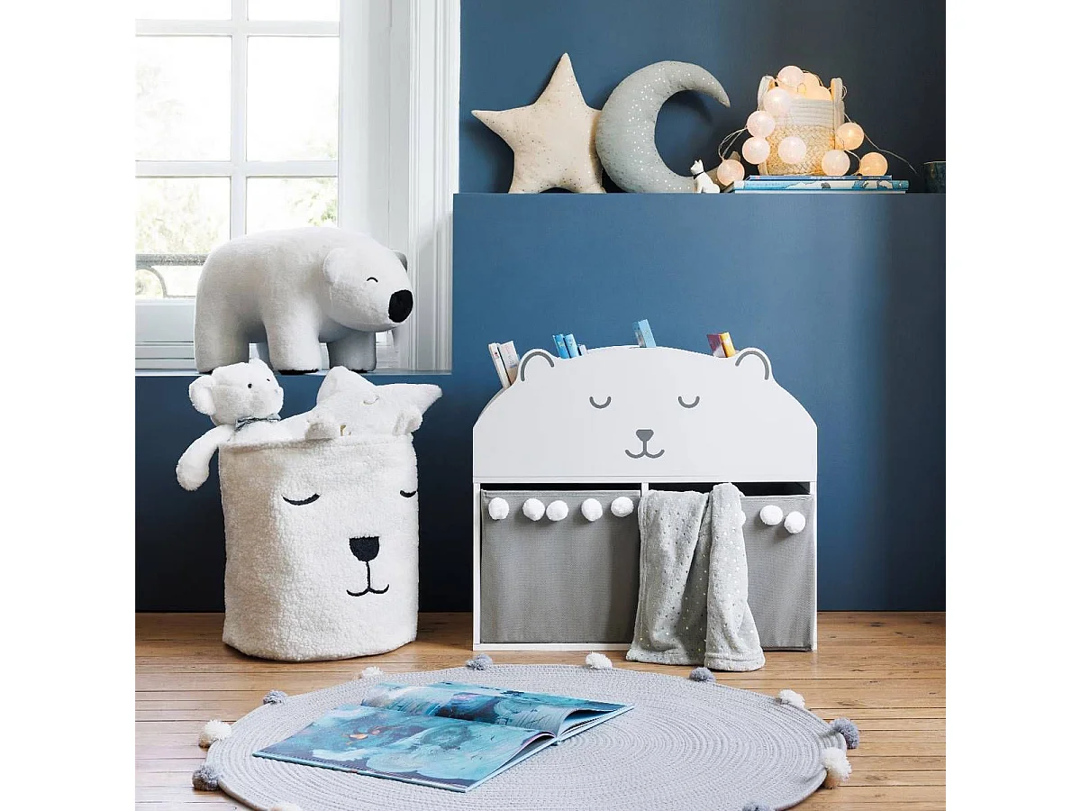 Panier de Rangement Enfant "Bouclette" 40cm Blanc