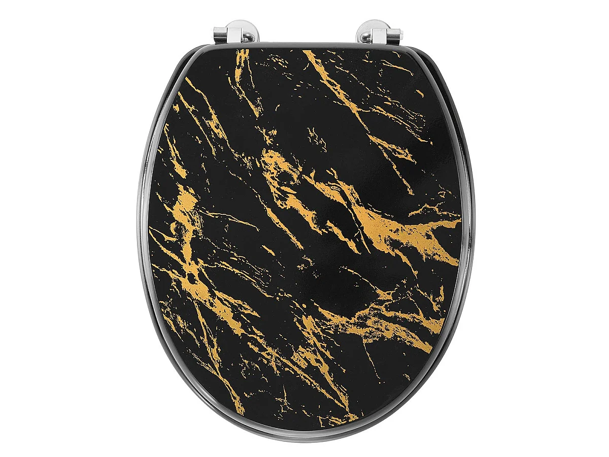 Abattant WC Imprimé "Aquamarbre" 47cm Noir & Or