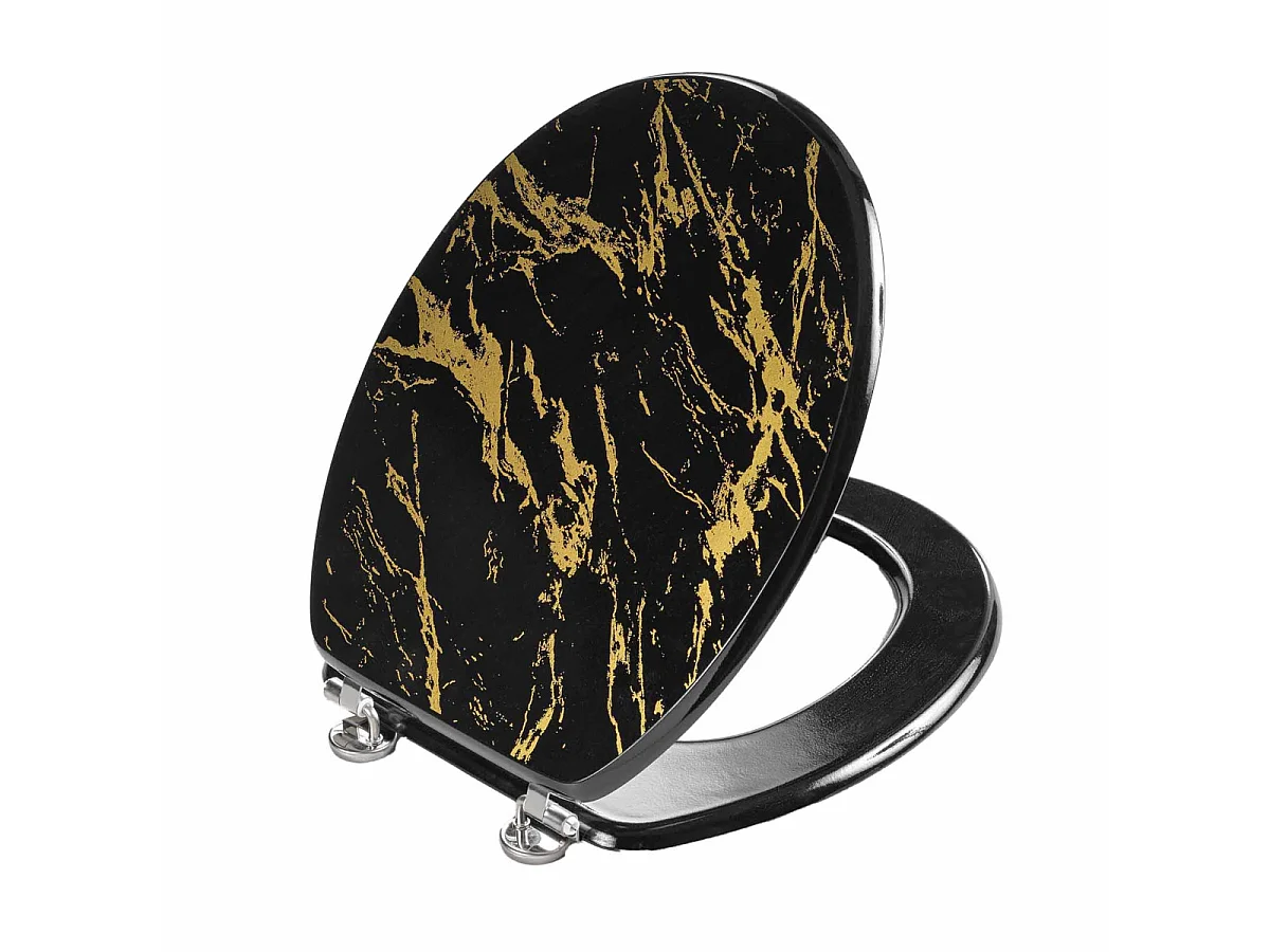 Abattant WC Imprimé "Aquamarbre" 47cm Noir & Or
