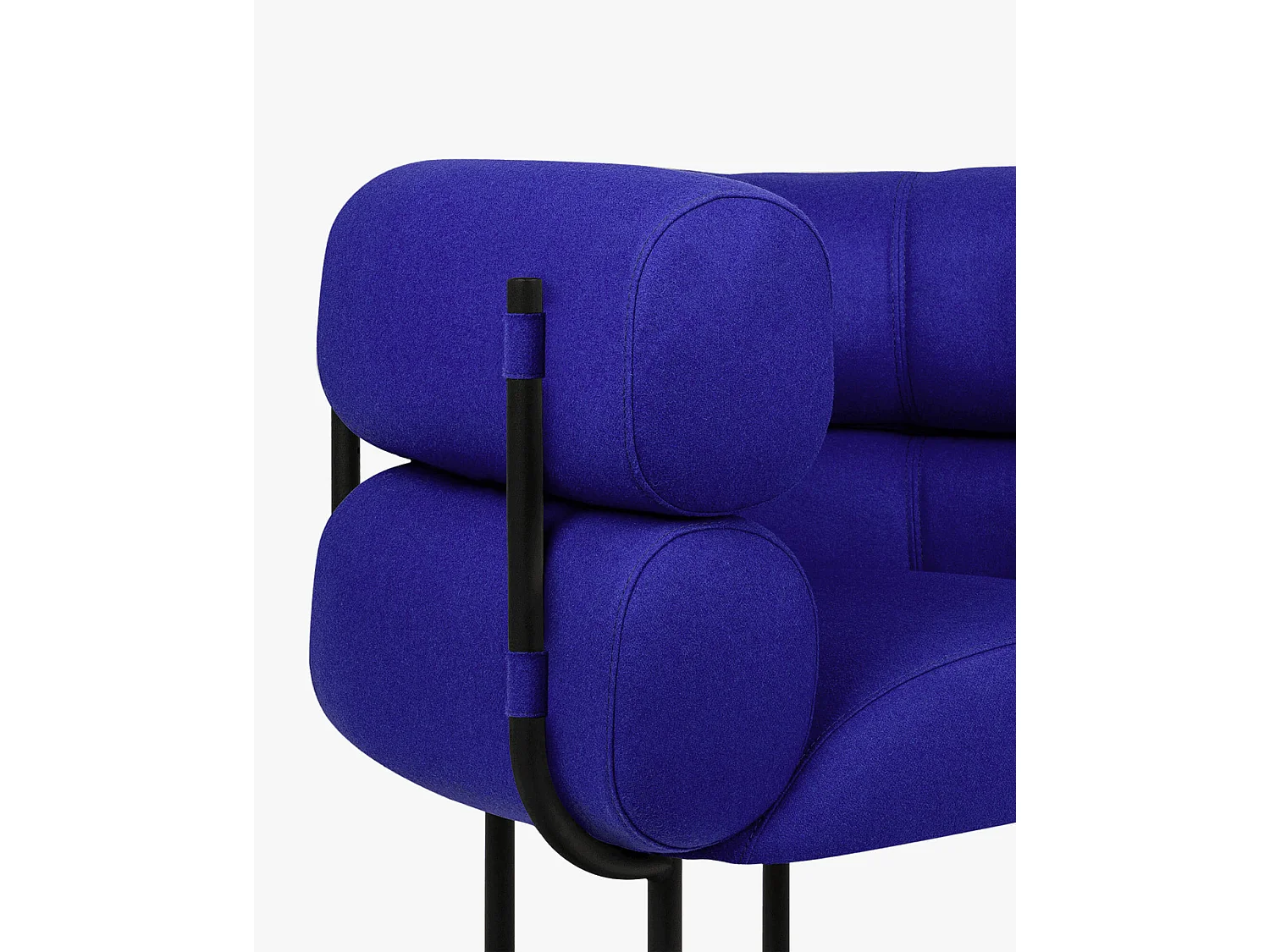 noo.ma Ubi fauteuil - ronde moderne stoel, Blueberry Pie wolblend, vaste zit